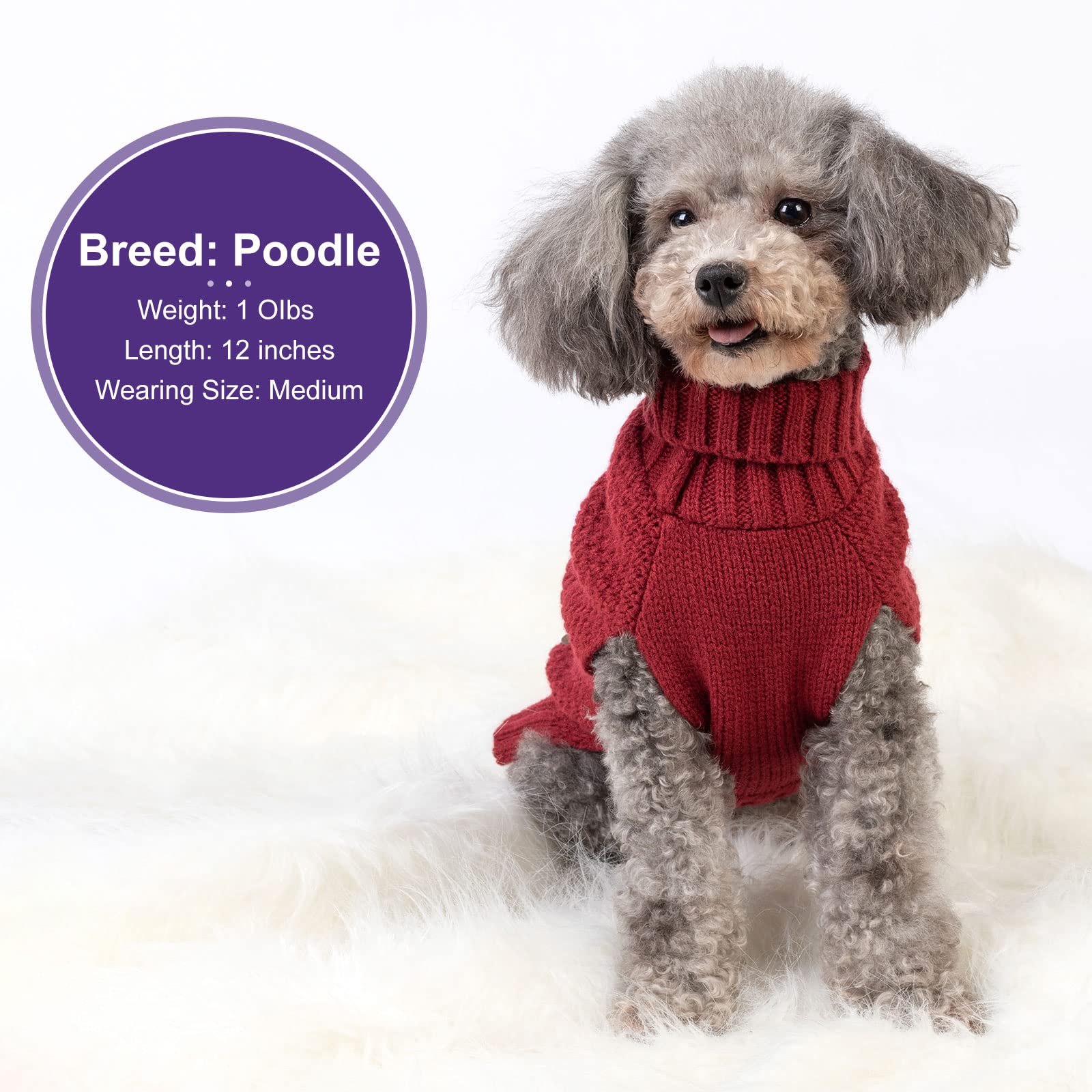 Cyeollo Small Dog Sweater With Leash Hole Warm Turtleneck Knitted Pet Dog Clothes Puppy Sweaters For Small Dogs