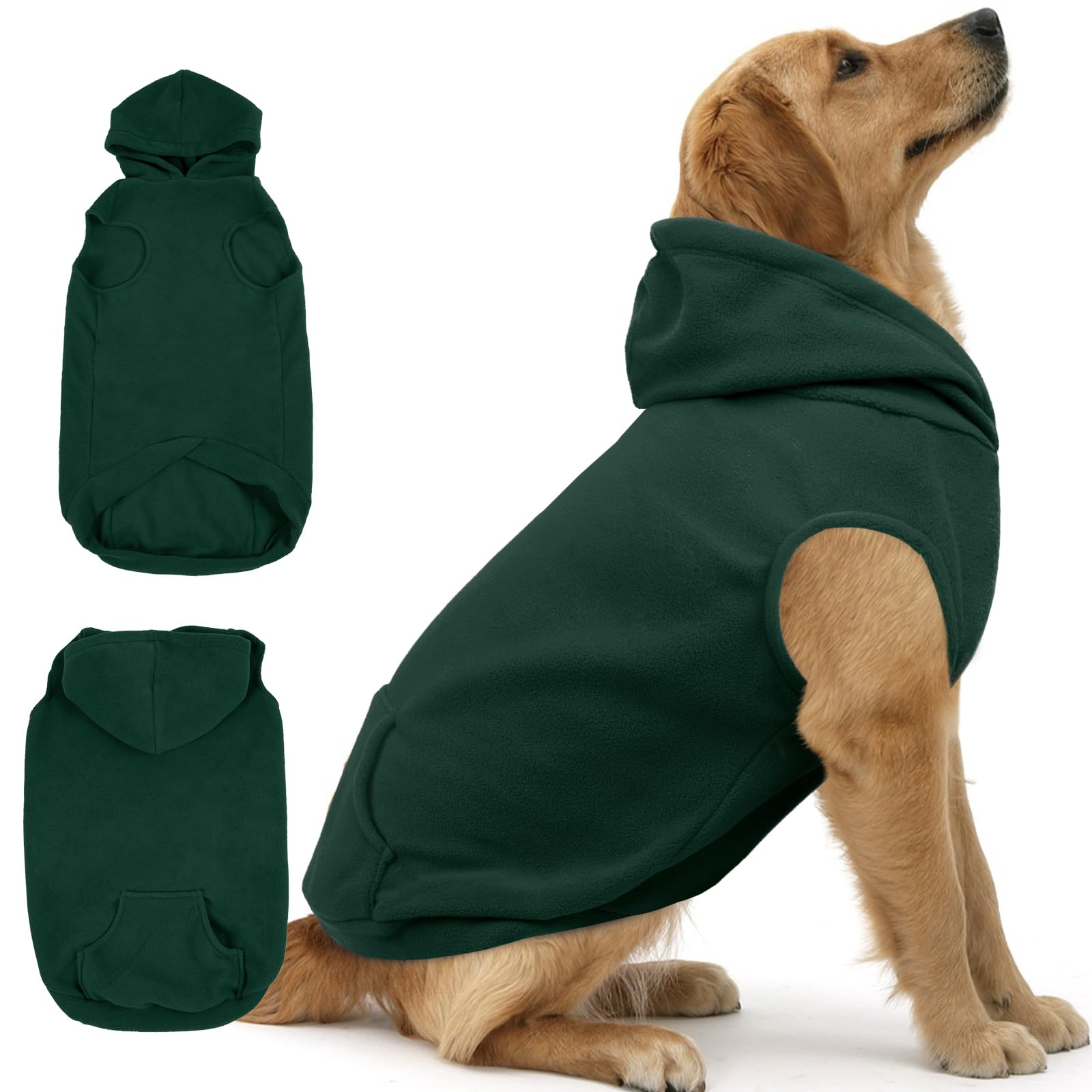 Iecoii Warm Dog Hoodie For Large Dog,Dog Hoodie Fleece Vest With Leash Hole And Pocket,Cold Weather Hoodie For Dog Girl Boy,Extr