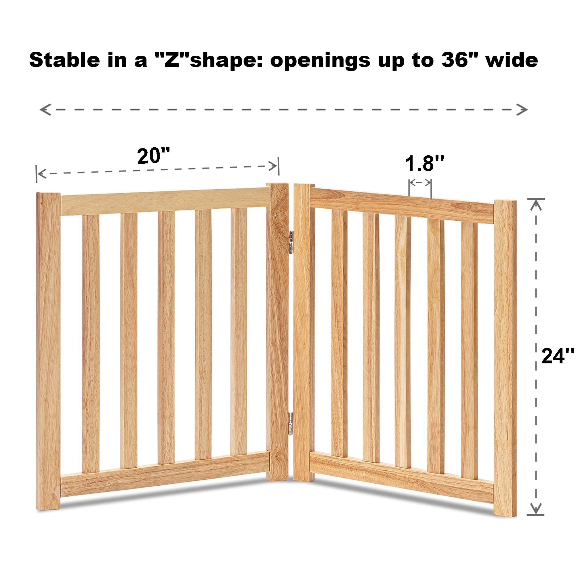 Lzrs Solid Hard Wood Freestanding Pet Gate,Wooden Dog Gates For Doorways,Nature Wood Dog Gates For The House,Dog Gate For Stairs