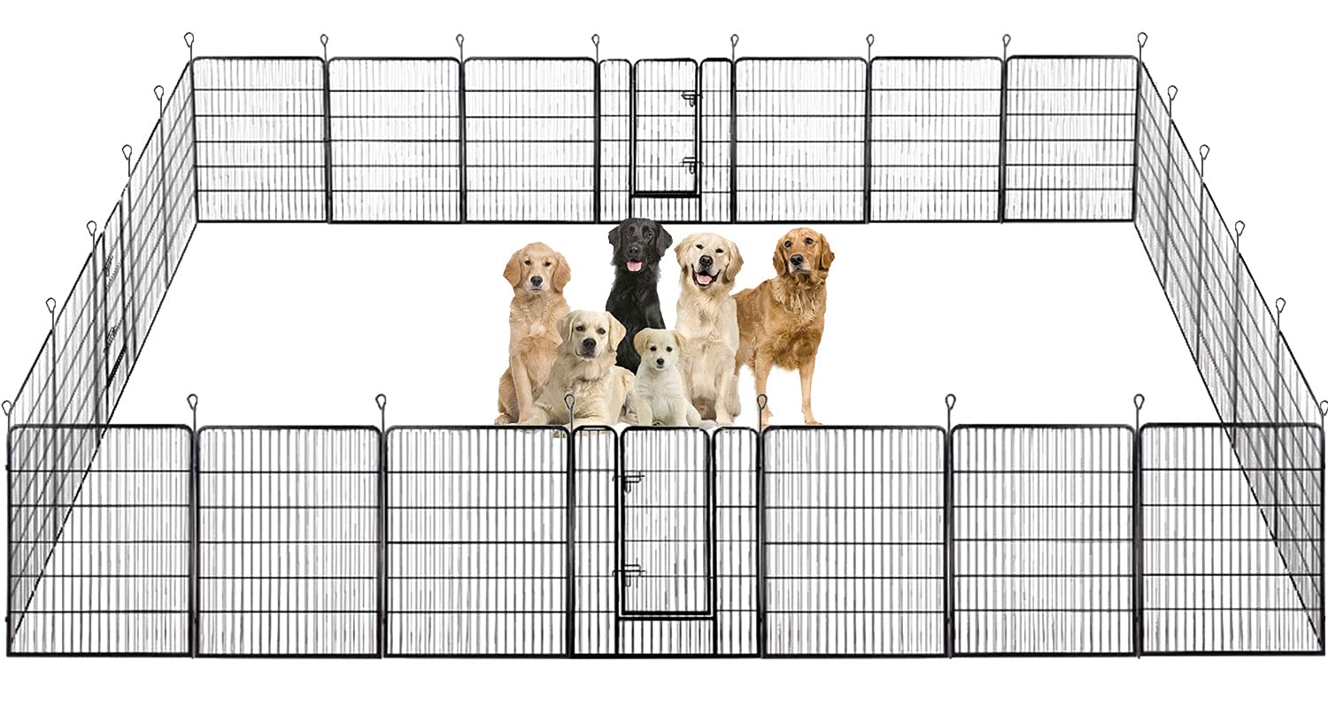 BestPet | Dog Playpen | 40 Inch, 24 Panels | Heavy Duty Metal Pet Exercise Pen | Indoor Outdoor Fence Panels | Rust-Resistant, R