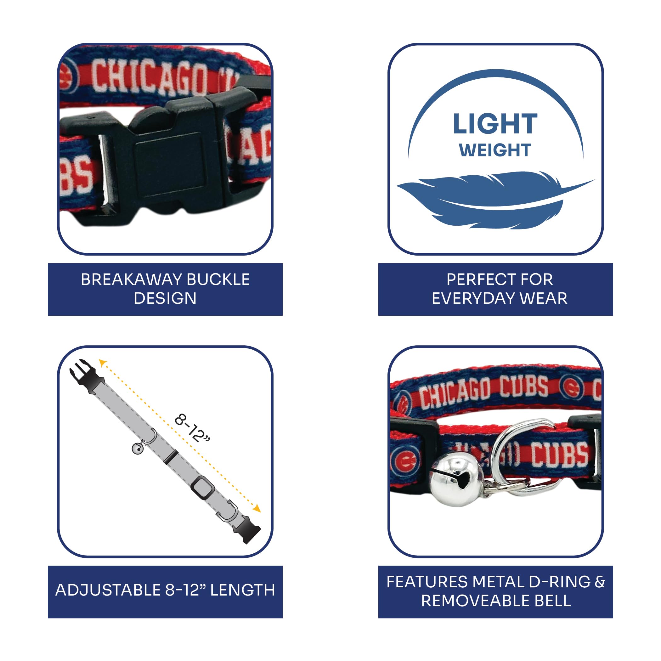 Mlb Cat Collar Chicago Cubs Satin Cat Collar Baseball Team Collar For Dogs & Cats. A Shiny & Colorful Cat Collar With Ringing Be