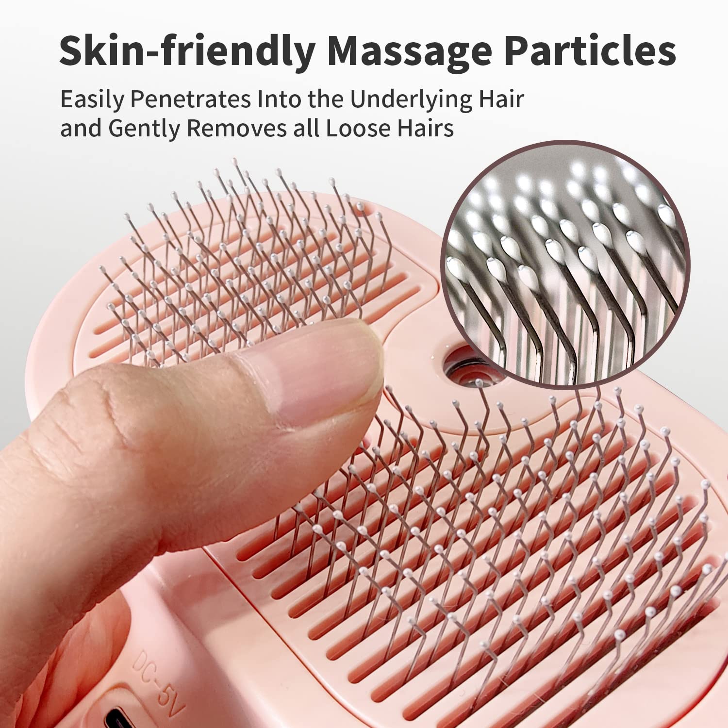 Pecait 3-in-1 Steam Brush with Release Button and Tank, Anti-Static Pet Brush for Long and Short Hair - Removes Tangles and Loos