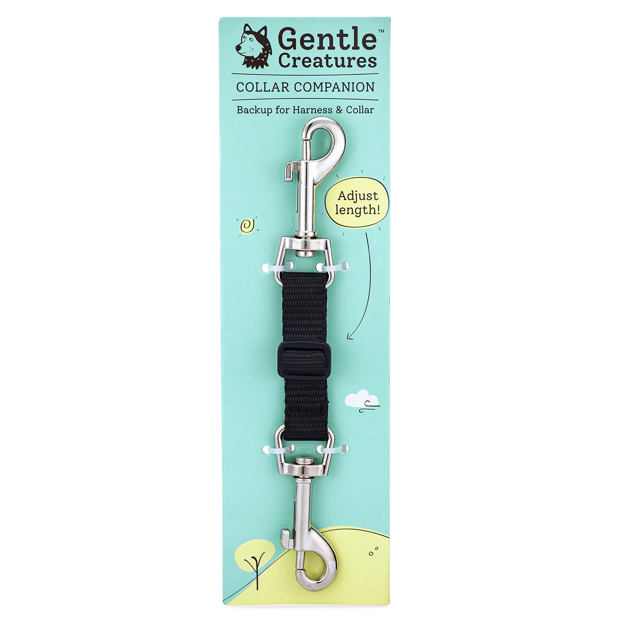 Gentle Creatures Collar Companion - Adjustable Collar Backup Clip For Dog Harness, Prong, Pinch Collar, Gentle Lead - Double Ended Clasp - Safety Clip