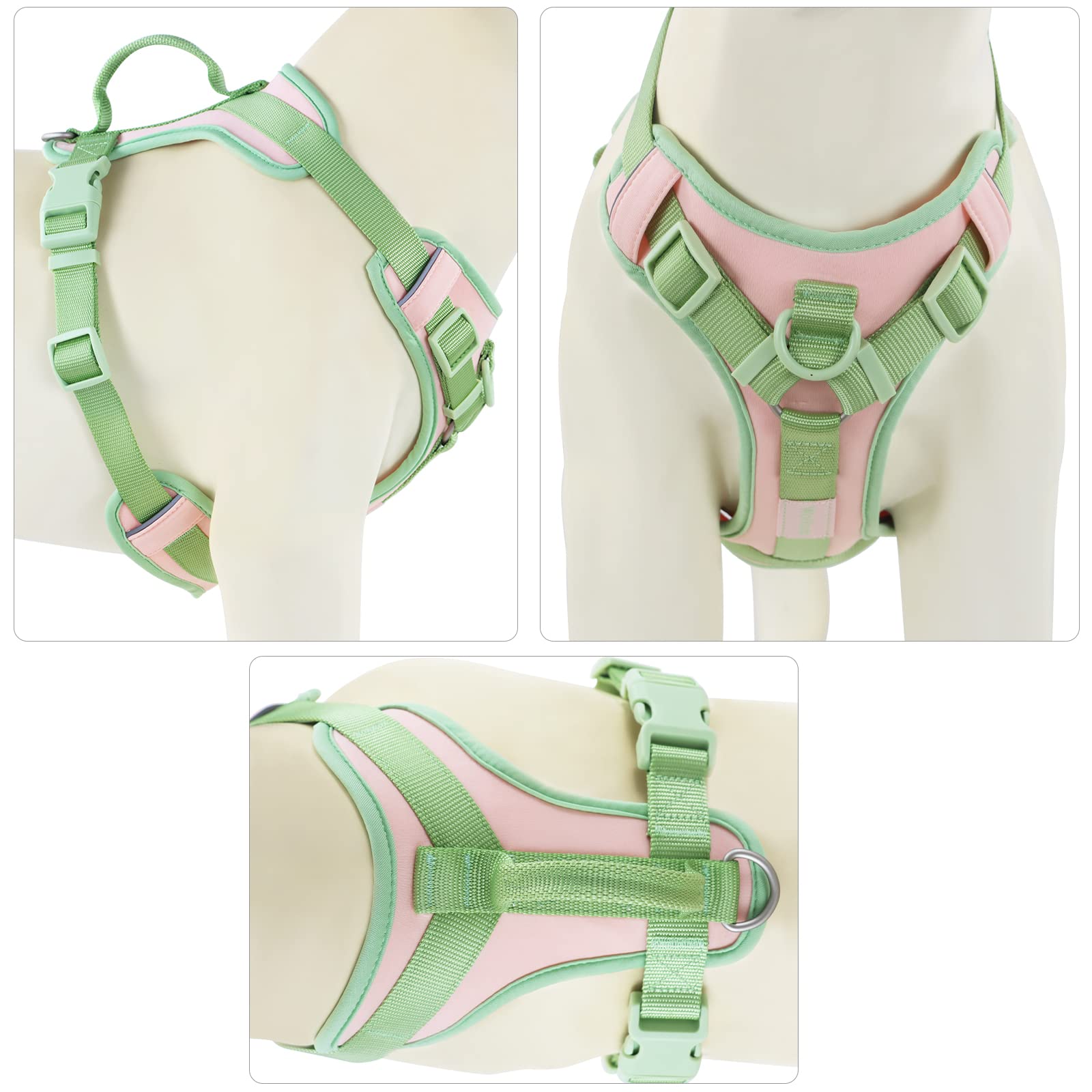 Wolfone No Pull Dog Harness Adjustable Soft Padded Pet Vest With Control Handle Adorable Daily Harness For Dogs(Gossamer Pink S)