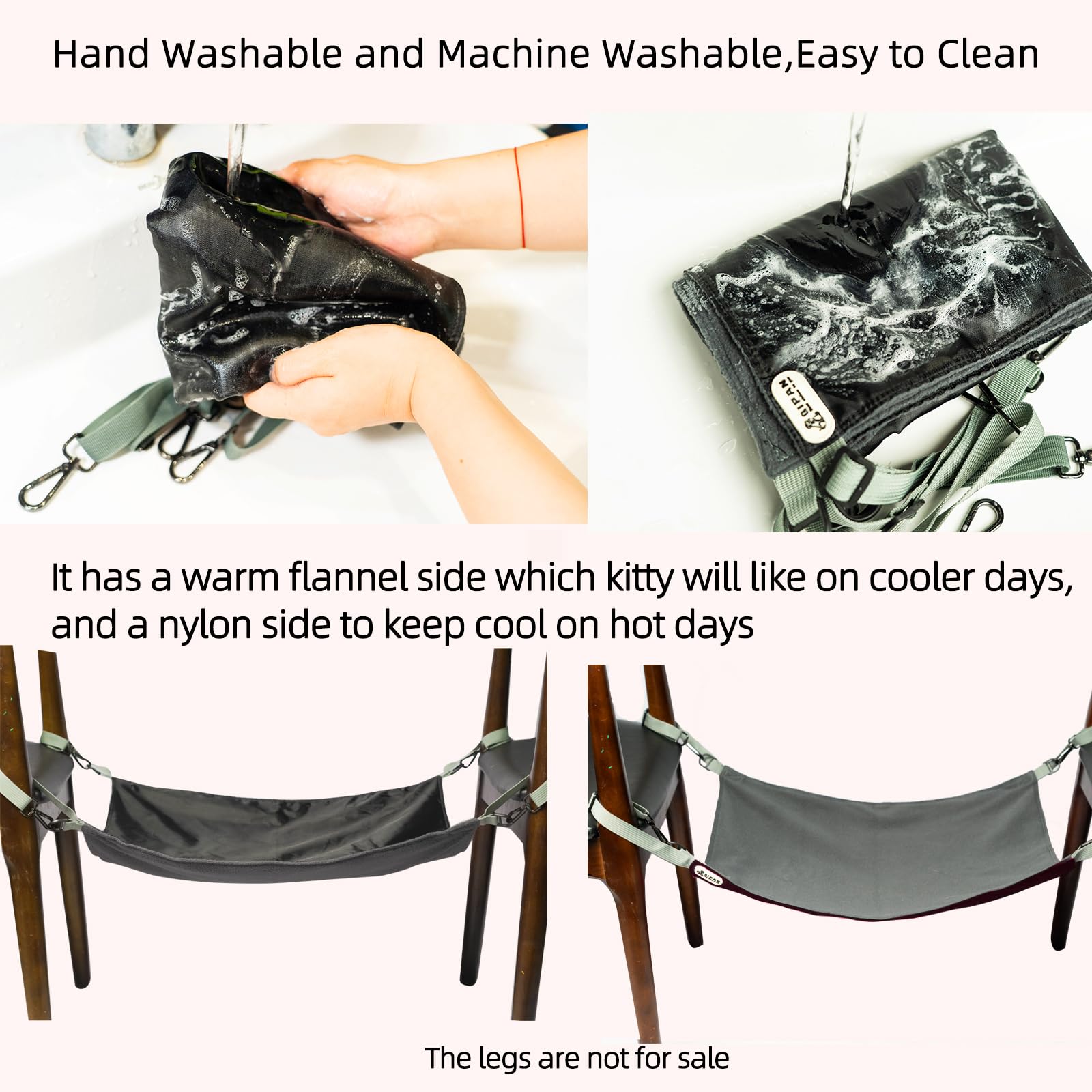 Qipan Cat Hammock For Cage - Hanging Washable Soft Outdoor Mat, Waterproof Cooling Bed For Large Kittens 26In*20In (Xx-Large, Bl