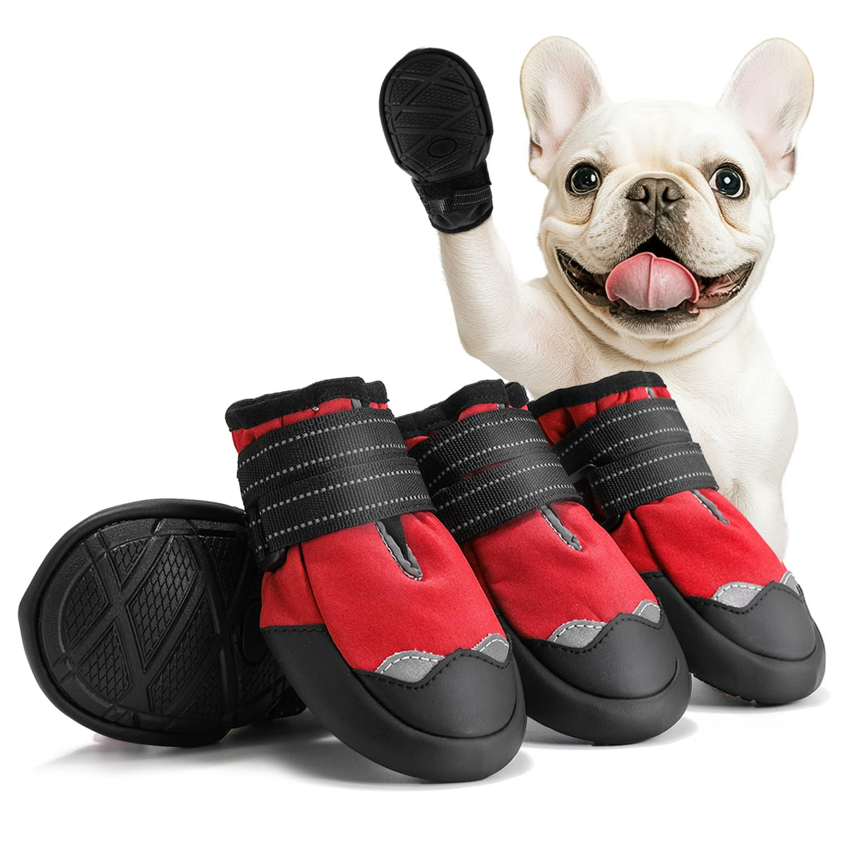 Aokown Dog Shoes For Small Dogs, Waterproof Dog Boots For Winter Snow, Summer Hot Pavement, Dog Booties & Paw Protectors Size 1