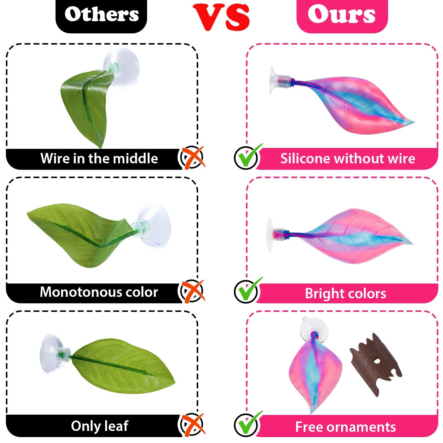 Willbond 2 Pieces Silicone Betta Bed Leaf Hammock For Betta Fish, Betta Fish Bed, Practical Resting Spot, No Bpa, Comfortable And Safe (Pink)