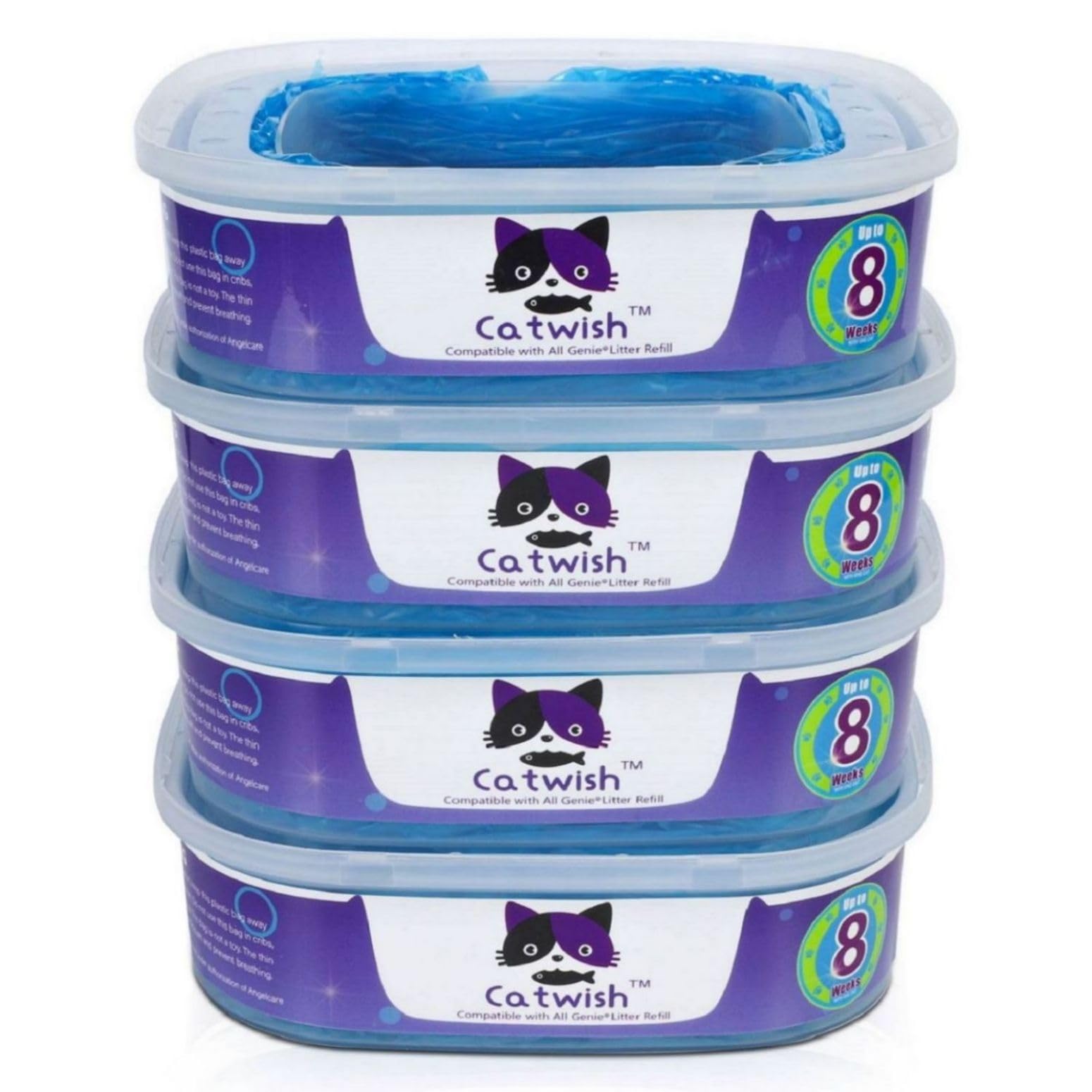 Cat Litter Refills Bags 4 Pack Enhanced Odor Control Litter Refills Compatible with Genie Cat Standard, Plus and XL Pails