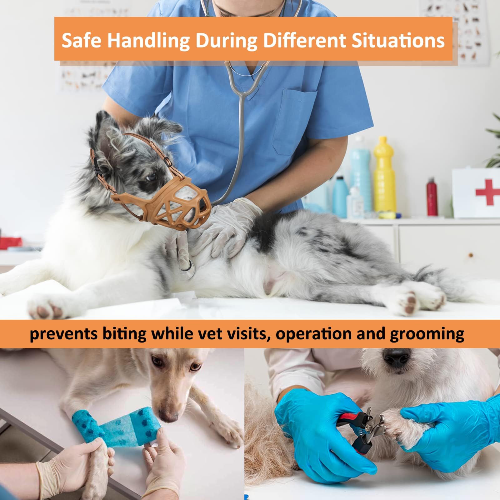 Barkless Dog Muzzle, Basket Muzzle For Biting, Chewing And Scavenging, Humane Cage Mouth Cover, Perfect For Grooming And Training Small, Medium, Large Aggressive Reactive Dogs