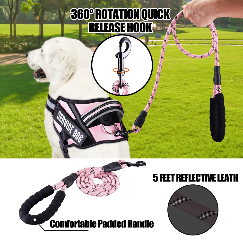 Service Dog Vest Harness And Leash Set, Animire In Training Dog Harness With 8 Dog Patches, Reflective Dog Leash With Soft Padded Handle For Small, Medium, Large, And Extra-Large Dogs