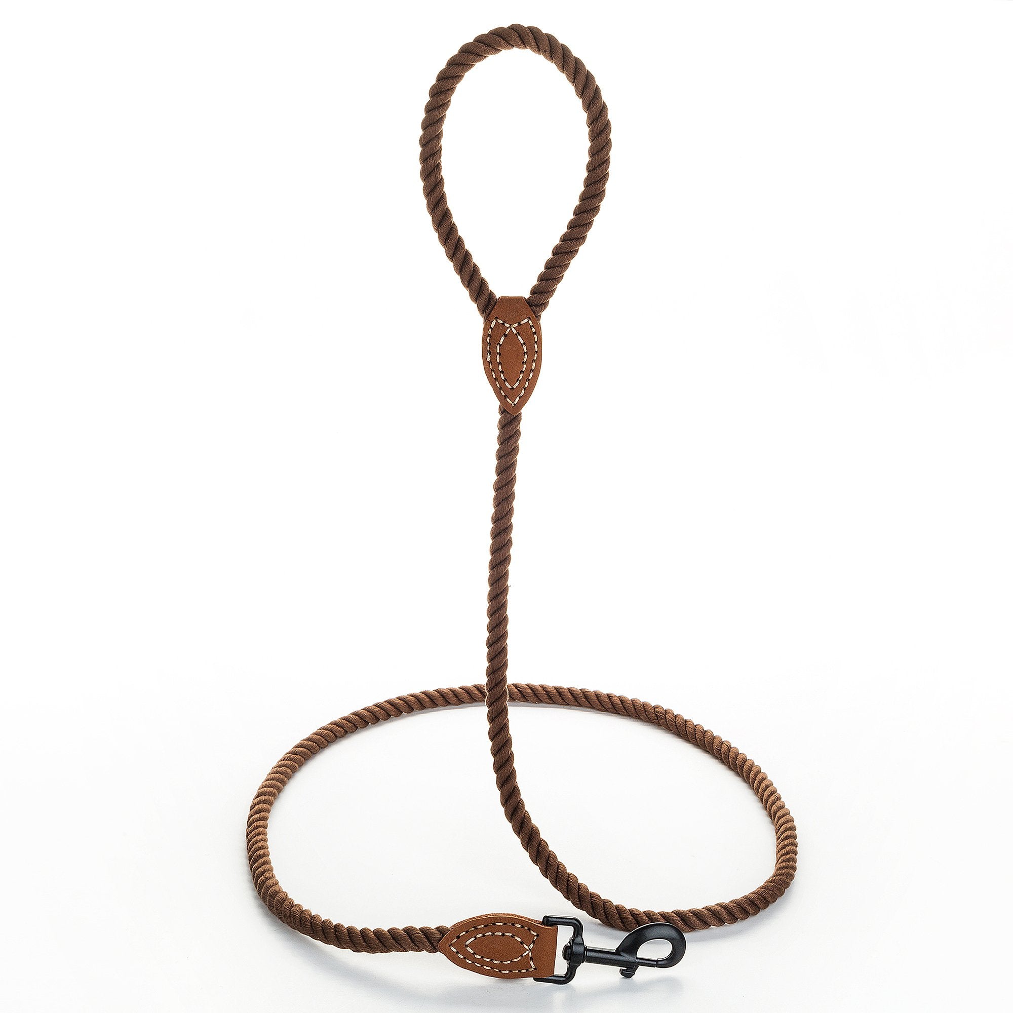 Mile High Life Dog Leash, Braided Cotton Rope Leashes With Leather Tip - Heavy Duty Metal Clasp, 4Ft, 1/2'' Thick - Wedding, Wal