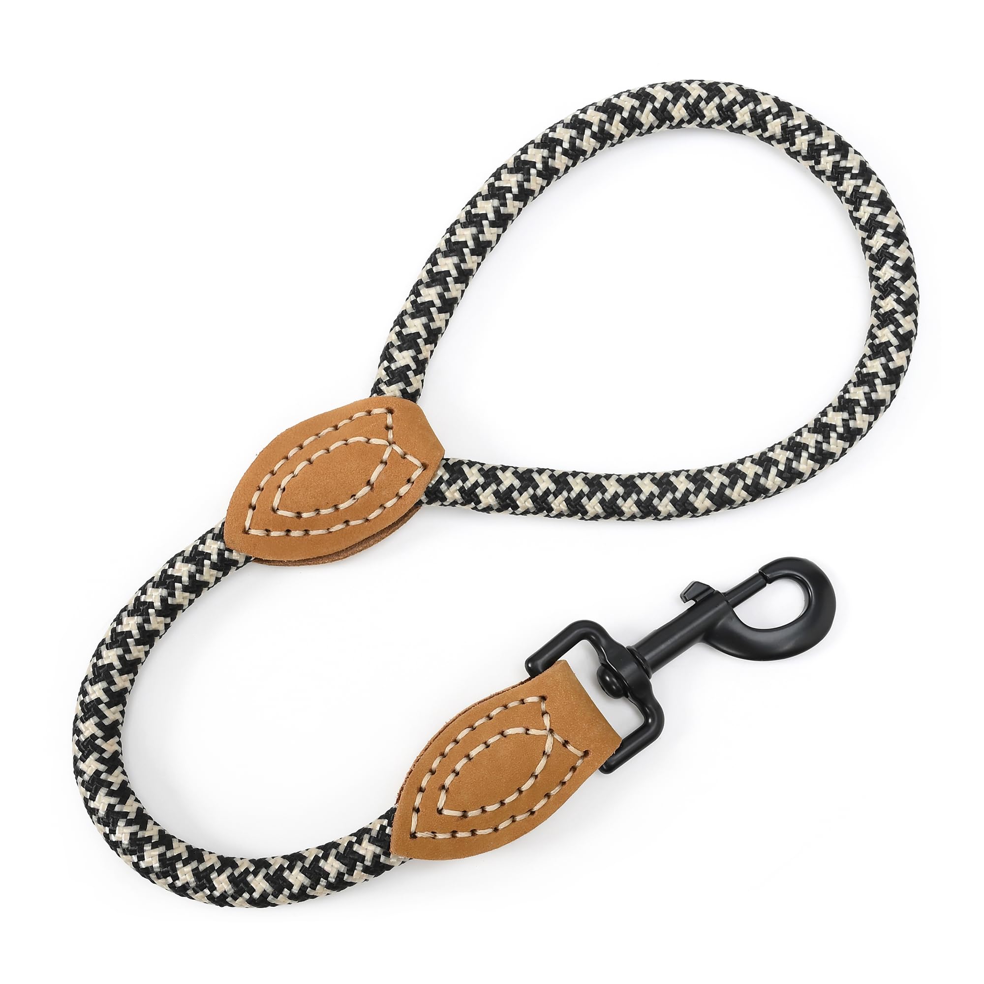 Mile High Life Short Dog Leash For Large Dogs - Mountain Climbing Dog Rope Leash With Heavy Duty Metal Clasp | Genuine Leather T