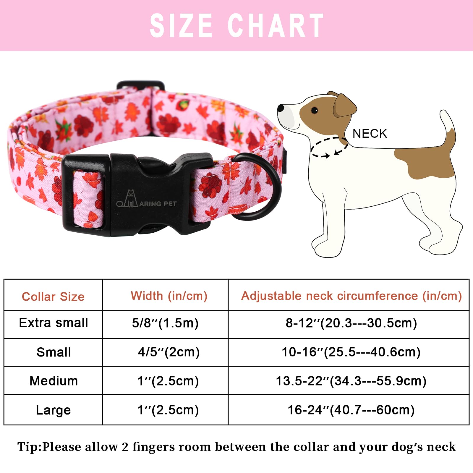 Aring Pet Fall Dog Collar Pink Maple Leaf Rugby Dog Collars, Cotton Lightweight Thanksgiving Turkey Dog Collars Puppy Collar For