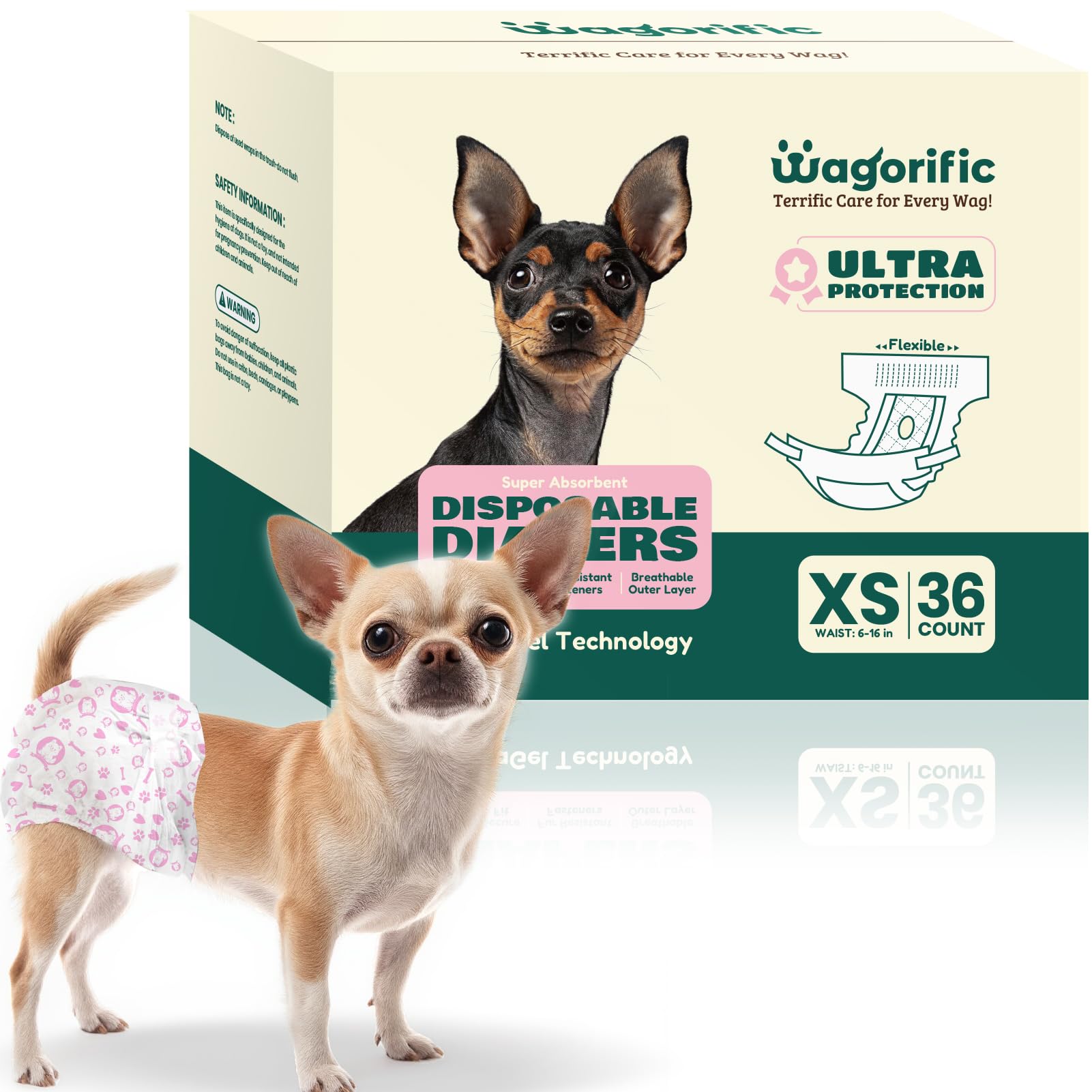 Dog Diapers for Female Dogs: Leakproof, Adjustable, Soft, and Breathable Disposable Diapers for Female Doggie - Perfect for Inco