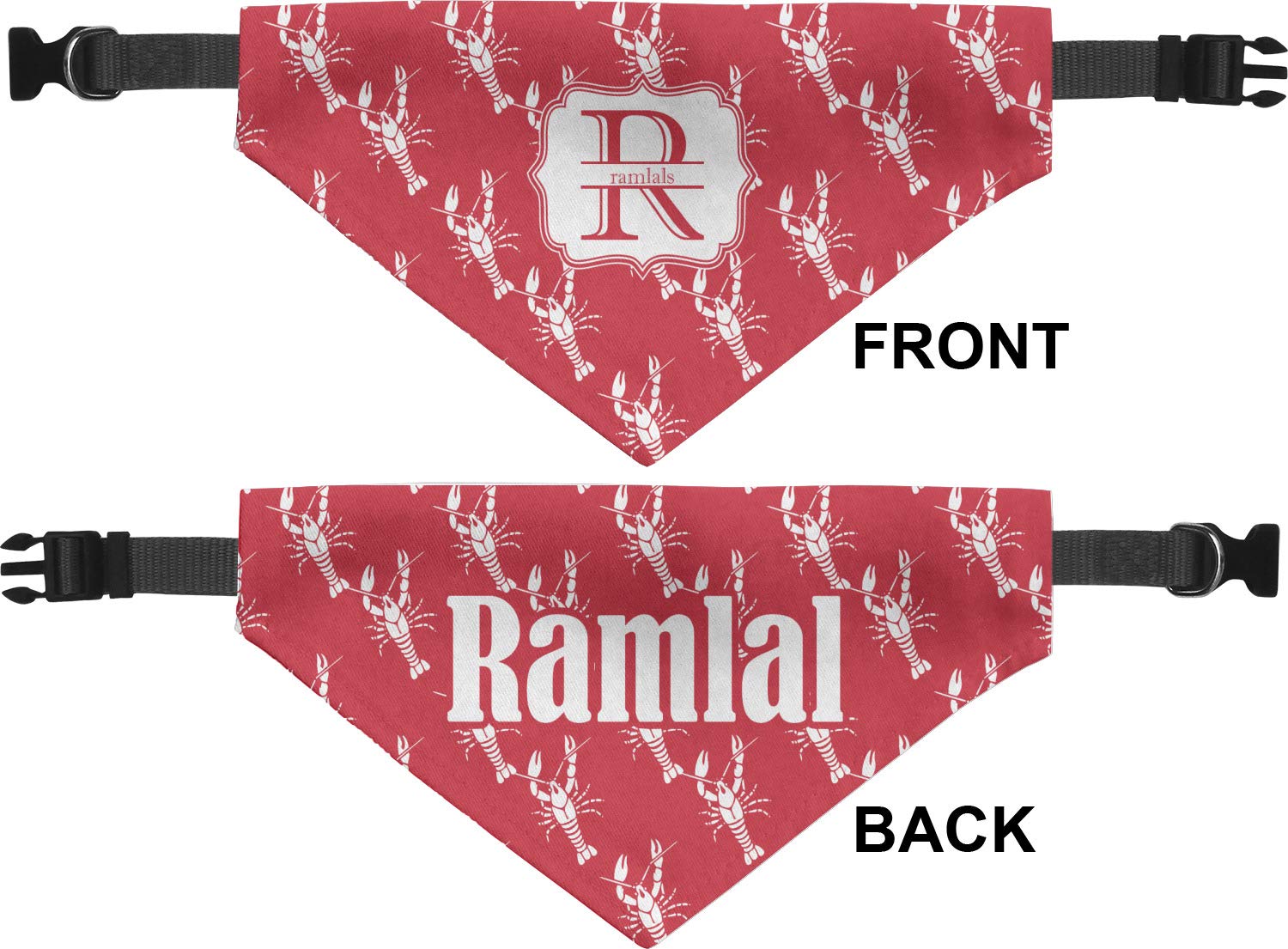Rnk Shops Personalized Crawfish Dog Bandana - Large