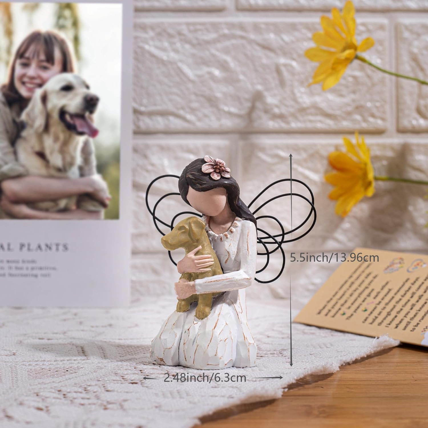 Siguejor Loss Of Dog Sympathy Gift, Dog Memorial Gifts, Angel Figurine, Remembrance Keepsake, Pet Sympathy Gift (Light Brown)