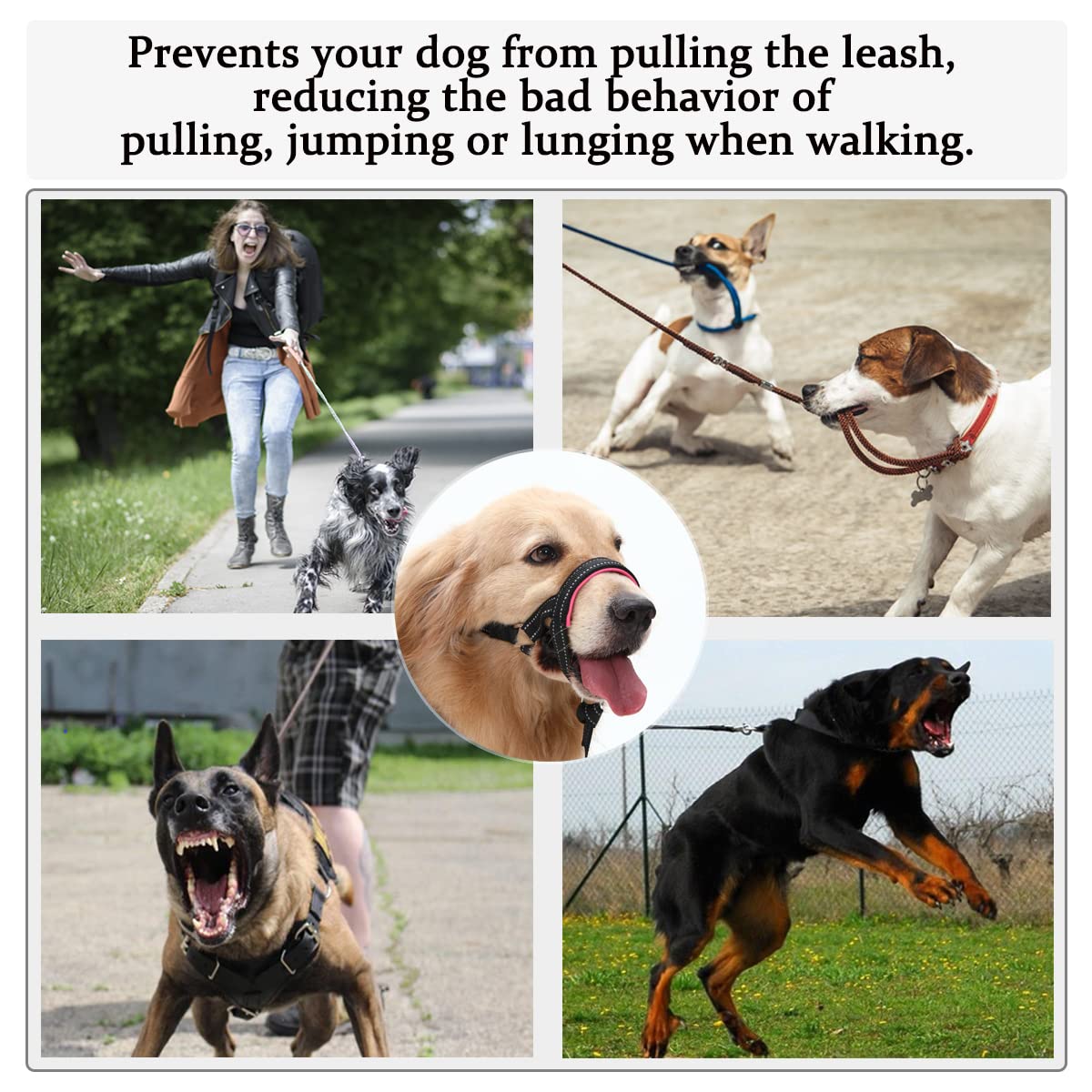 Barkless Dog Head Collar, No Pull Head Halter With Soft Padding, Reflective Soft Padded Snout Harness For Large Dogs, Labrador,