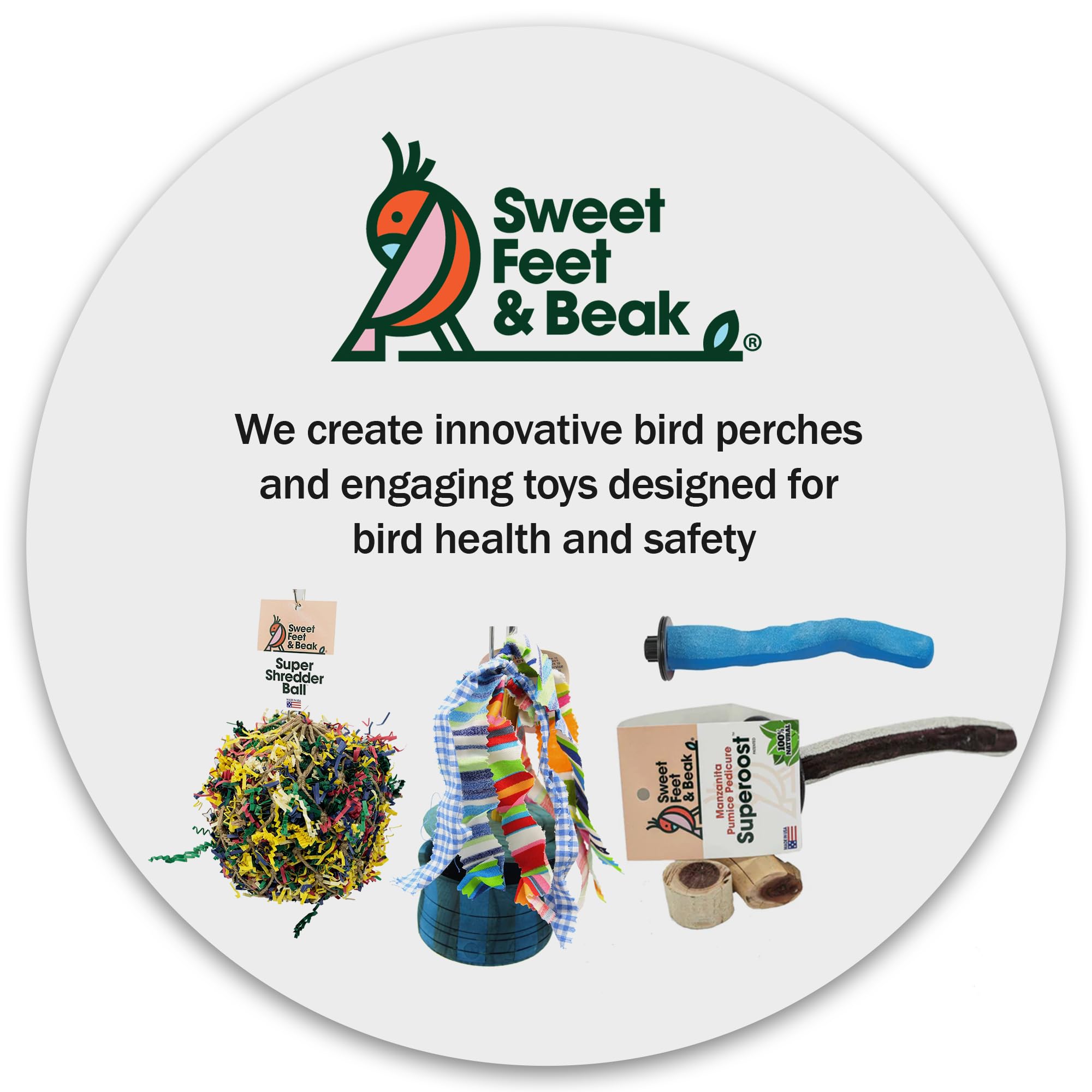 Sweet Feet And Beak Safety Pumice Perch - Trims Nails And Beak - Promotes Healthy Feet - Safe Non-Toxic Bird Supplies For Bird Cages - Small 8'
