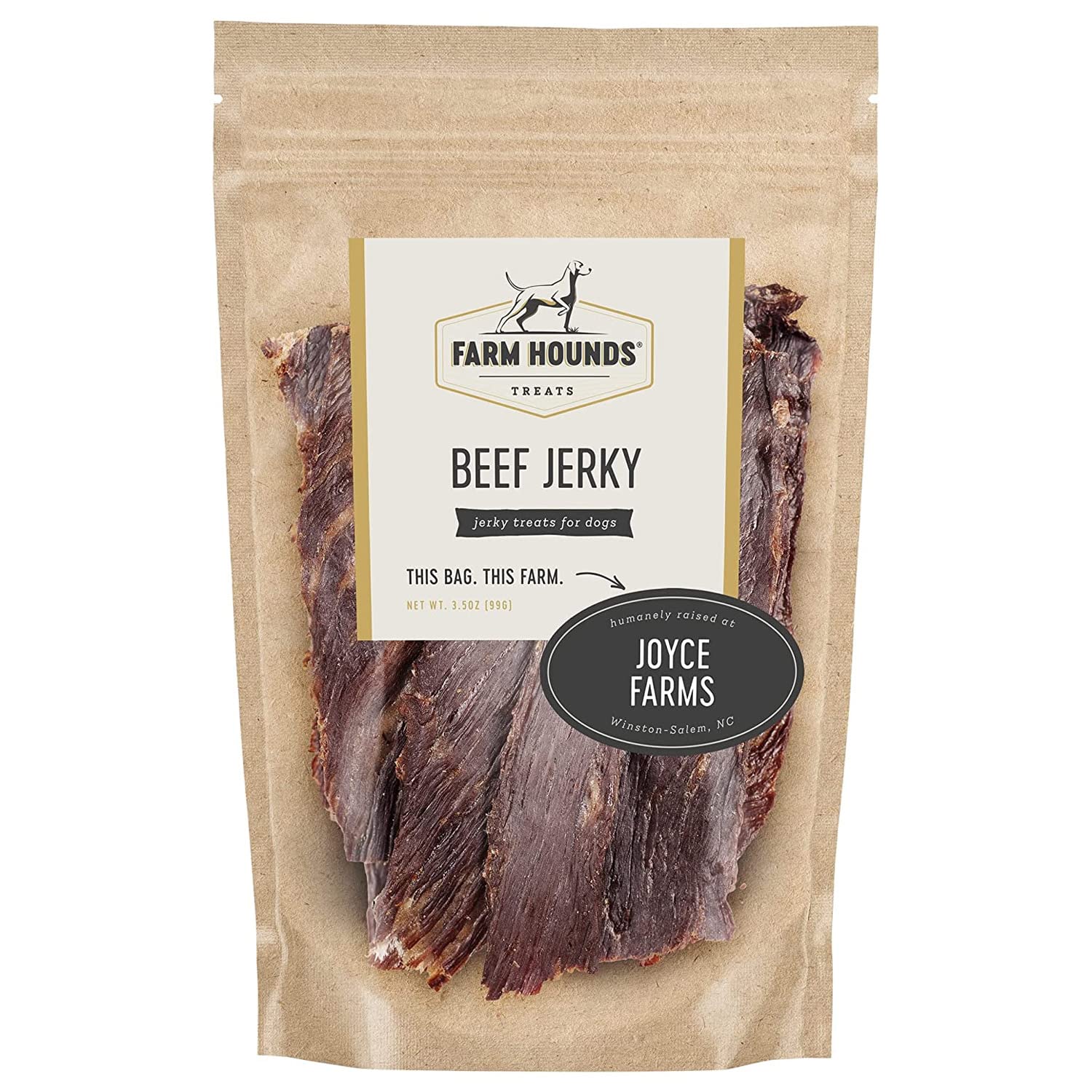 Farm Hounds - Beef Jerky - Premium Natural Jerky for Dogs - Made from 100% Humanely Raised Cattle - Break-to-Size - Great for Tr