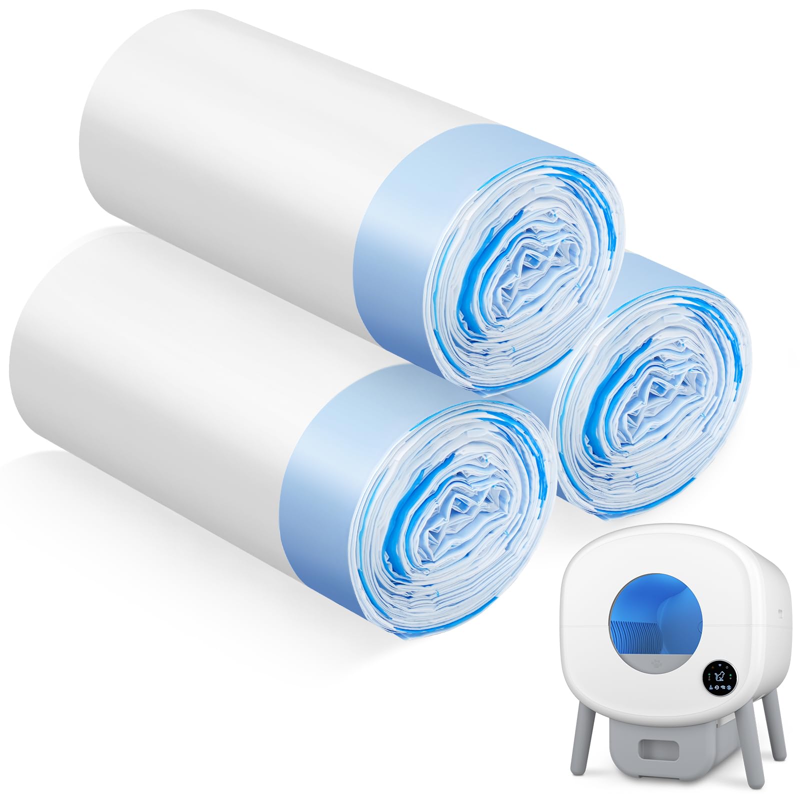 Cumrige Cat Litter Bags, 60 Pack Durable Drawstring Litter Box Liners For Automatic Cat Litter Box, Heavy-Duty, Portable, Replac