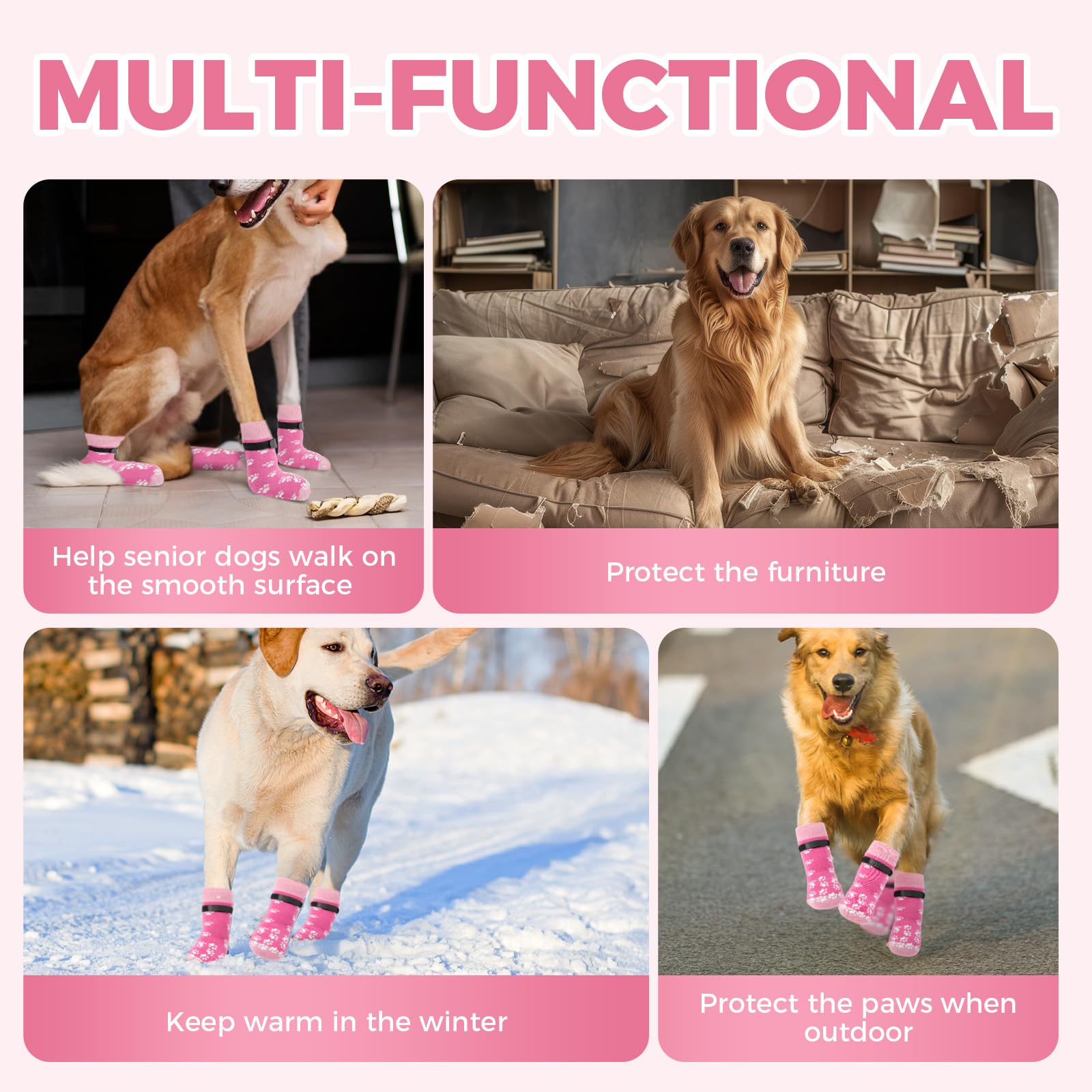 Non-Slip Dog Socks Prevent Licking Paws,Socks For Senior Dogs Walk On Hardwood Floor,Dog Grippers With Strong Traction,Dog Essen