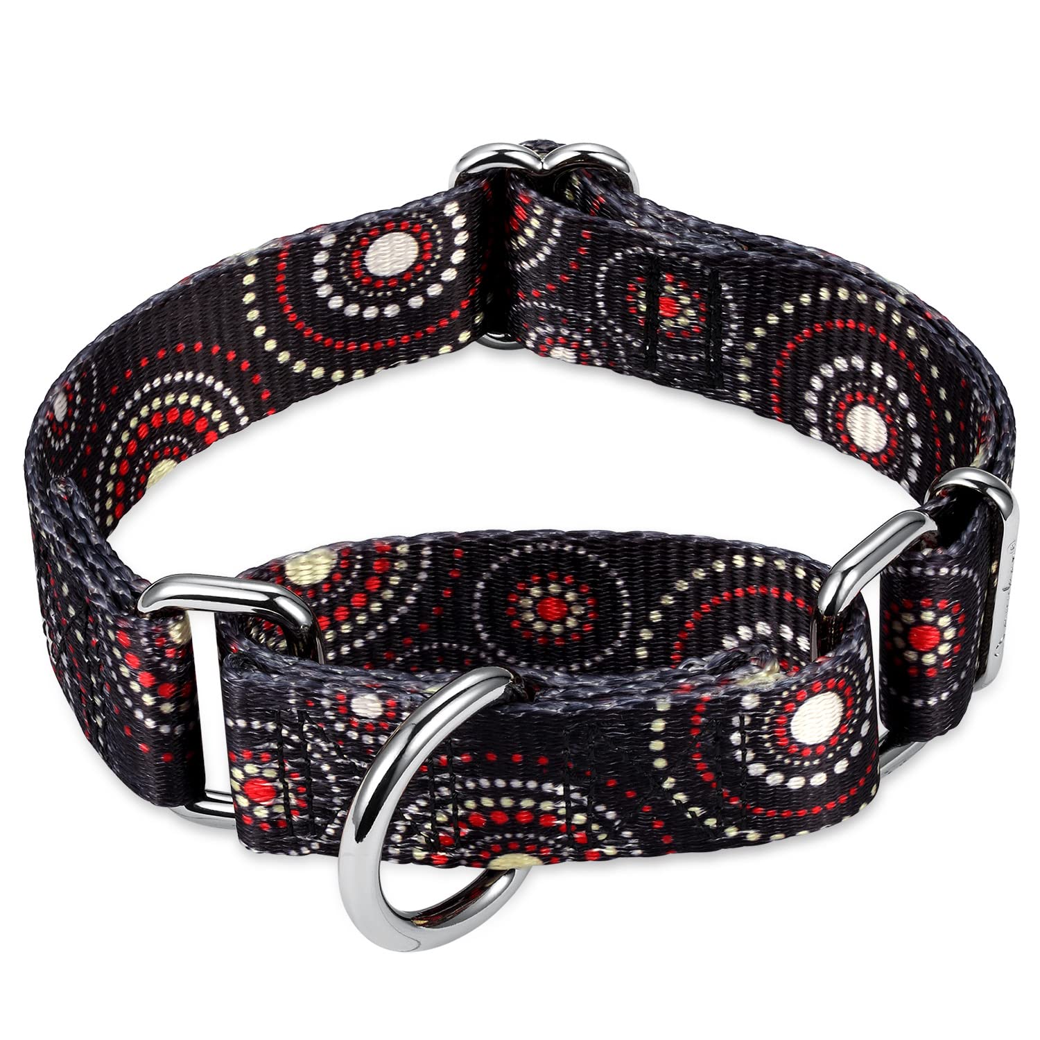 Dazzber Martingale Collar Dog Collar No Pull Pet Collar Heavy Duty Dog Martingale Collars Silky Soft With Unique Pattern For Medium And Large Dogs (Medium, 1 Inch Wide, Firework Dots -Black)
