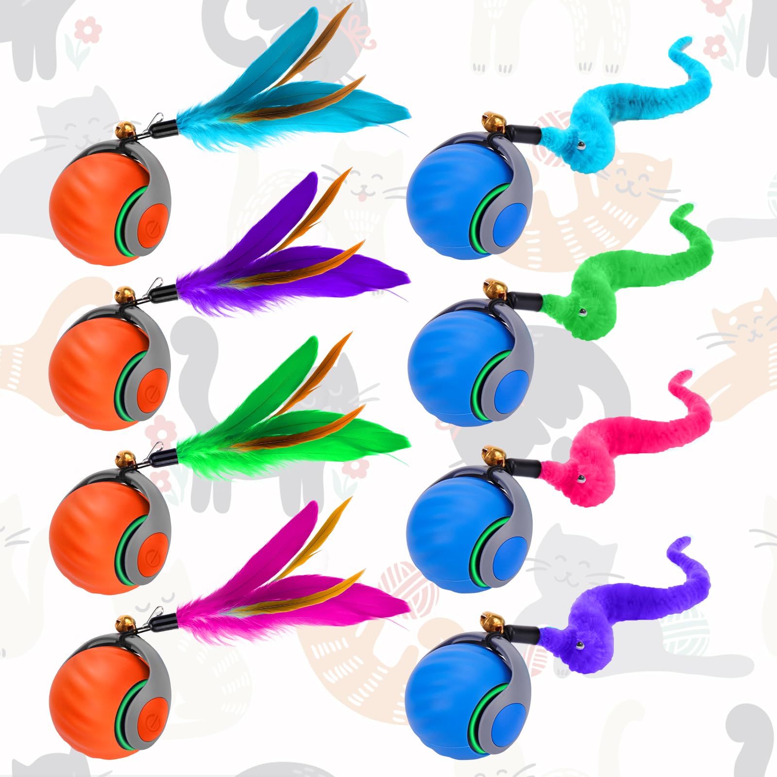 Mity Rain Interactive Cat Toys Replacement Tails, Replacement Tails For Speedy Ball