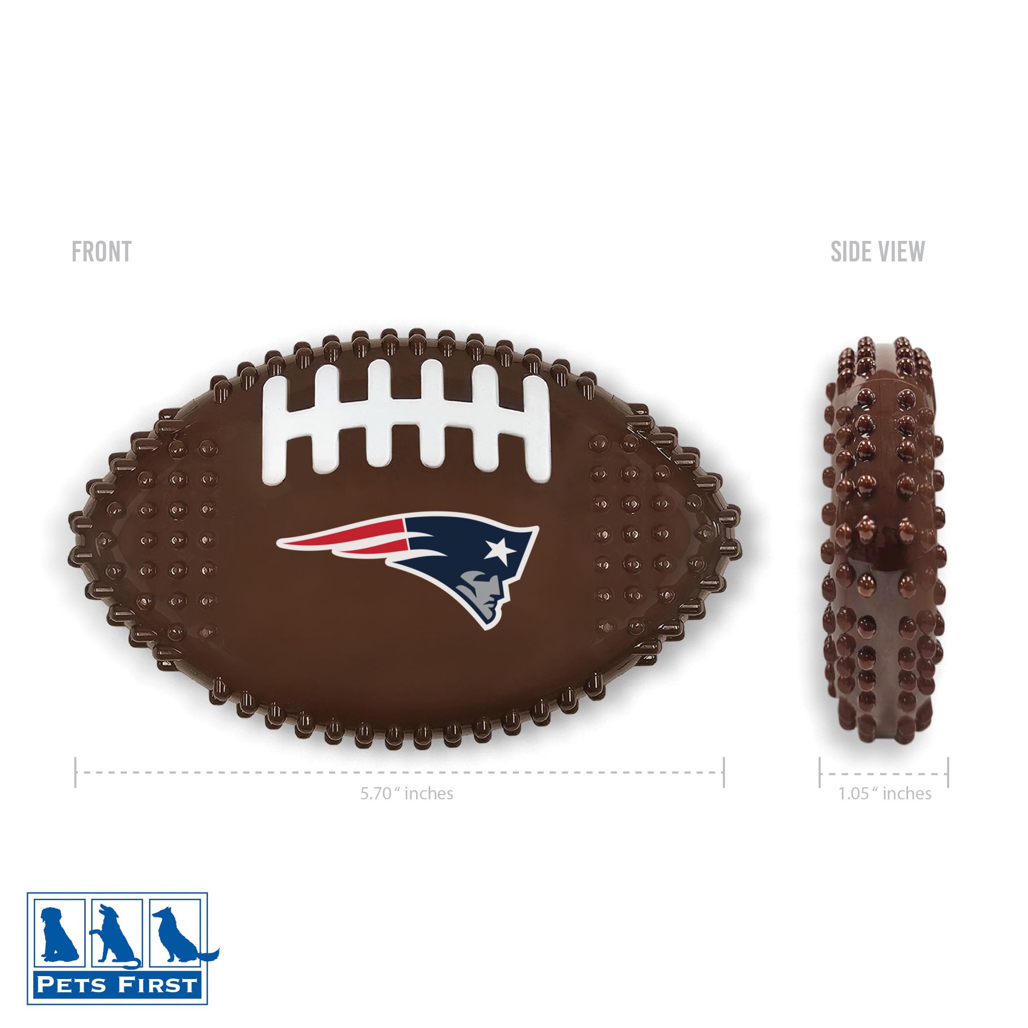 Nfl New England Patriots Mega-Chew Hard Nylon Bacon-Flavored Dog Bone Football Chew Toy Interactive Tasty Fun Dog Chew Toy. Inde