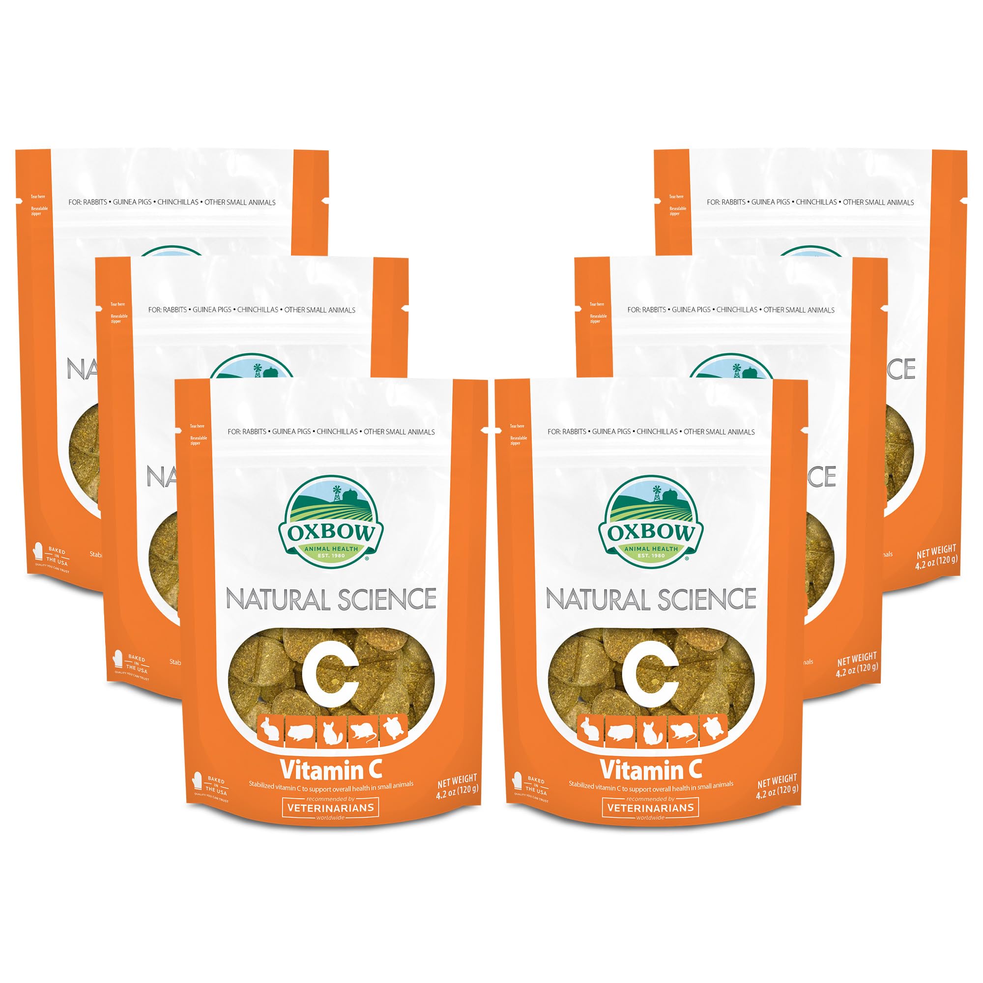 Oxbow Natural Science Vitamin C Supplement for Guinea Pigs, Rabbits & Chinchillas - High-Fiber Timothy Hay Formula, Daily Immune