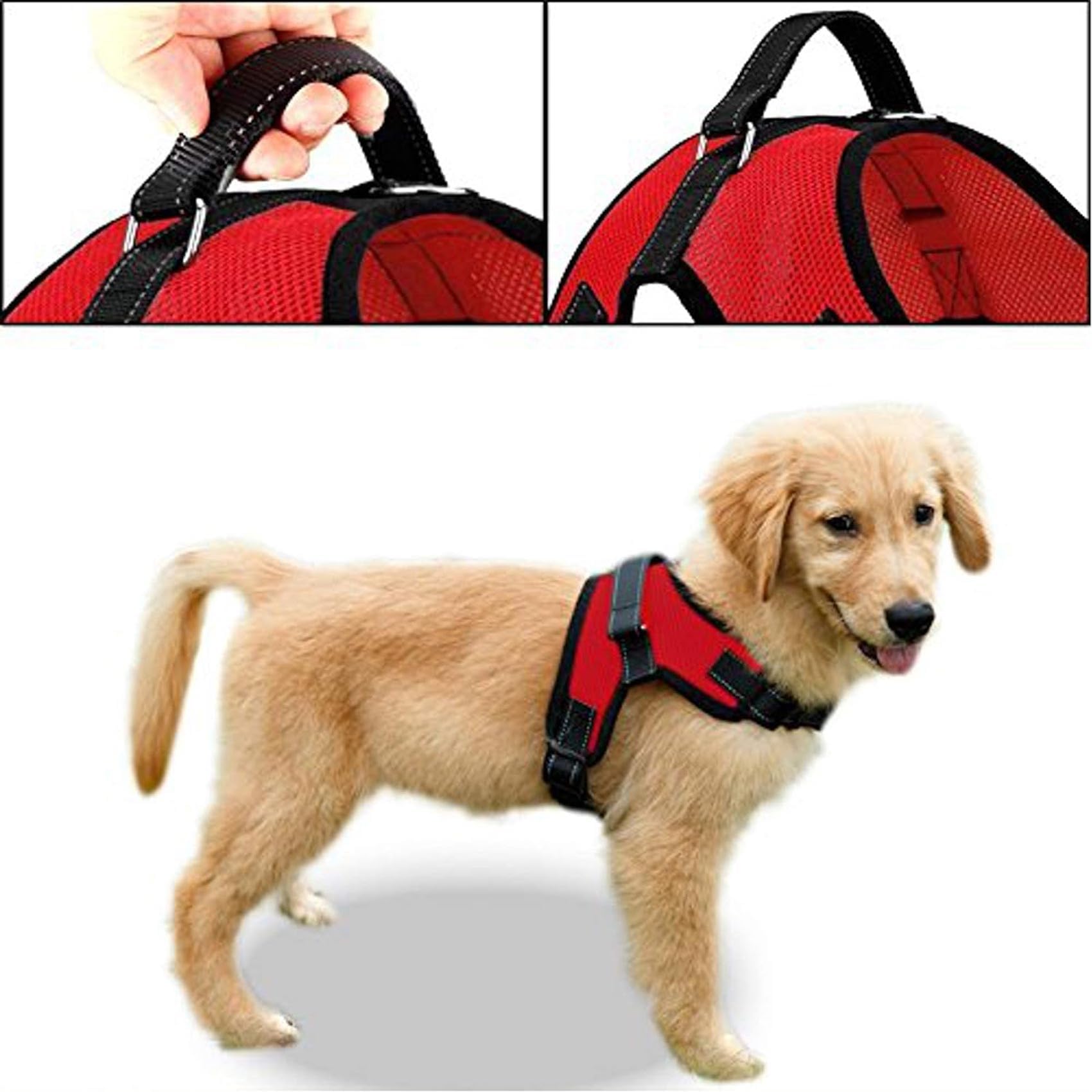 Copatchy No Pull Reflective Dog Harness - Adjustable Mesh for All Weather, Medium Size, Red