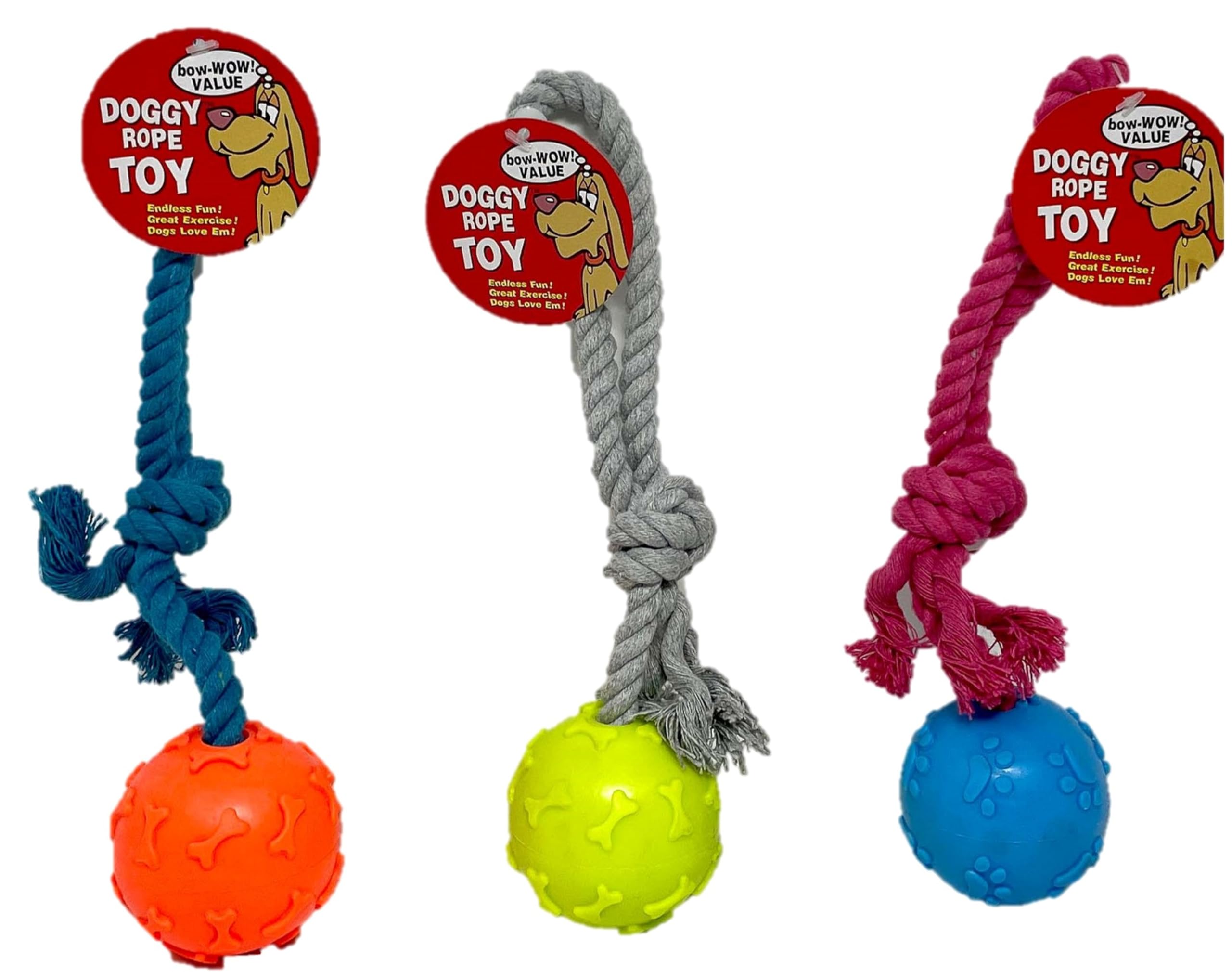 Health & Outdoors Rope Chew Toy, 2 Pack, Dog Chew Toy, Tough Rope With Ball Active Play (Colors May Vary)