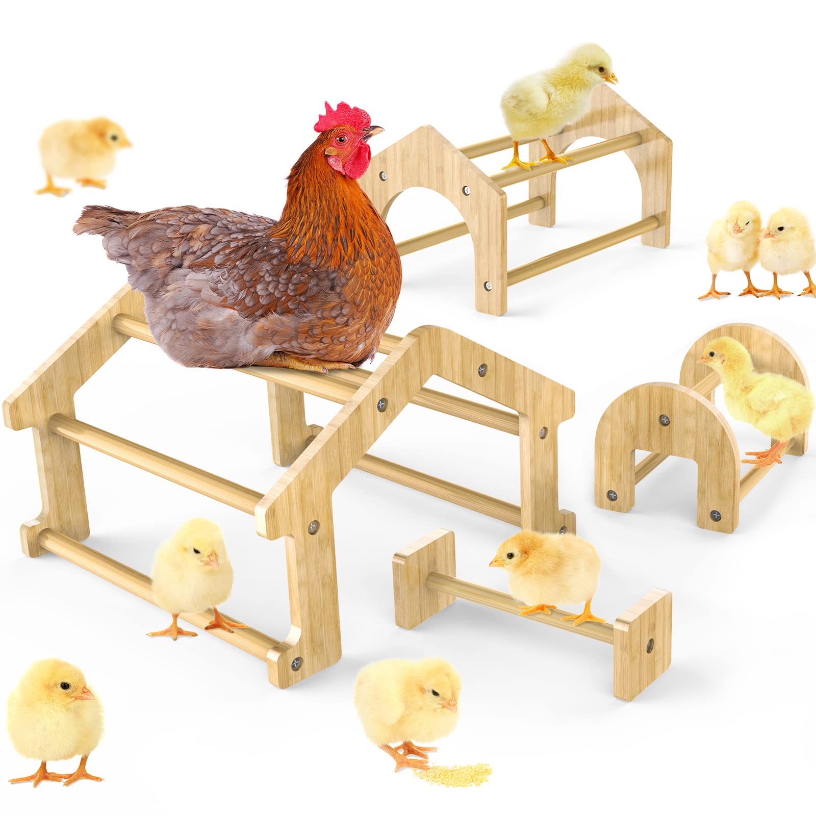 Ensayeer Bamboo Chicken Perch Set(4 Pack), Strong Roosting Bar For Coop And Brooder, Training Perch For Large Bird, Hens, Parrots, Macaw, Easy To Assemble And Clean, Fun Toys For Chicken