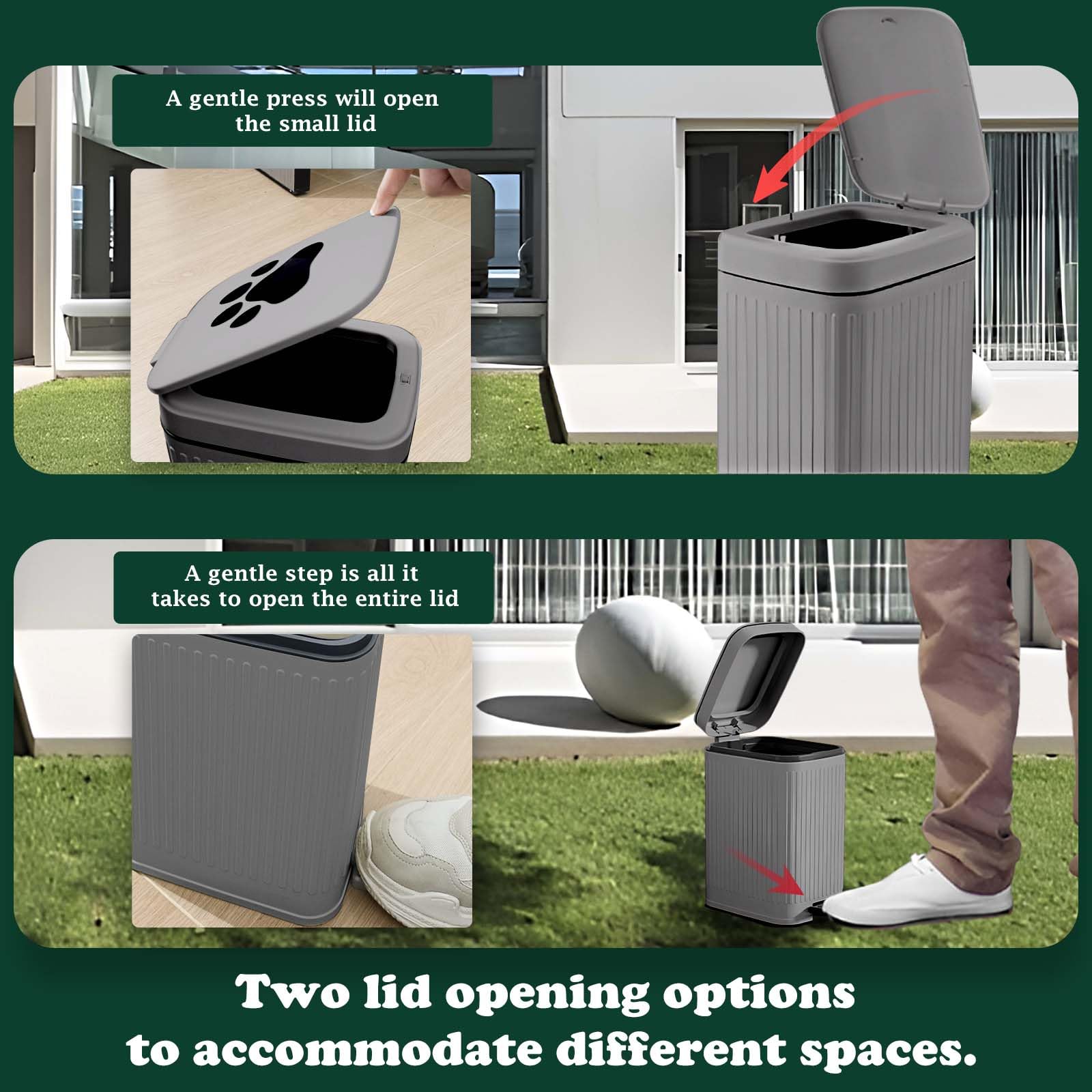 Kopuncare Dog Poop Trash Can Outside, 5L/1.3 Gal Dog Poop Bucket With Lid, Foot Pedal, Dog Waste Container With 40 Bags, Lid Sof