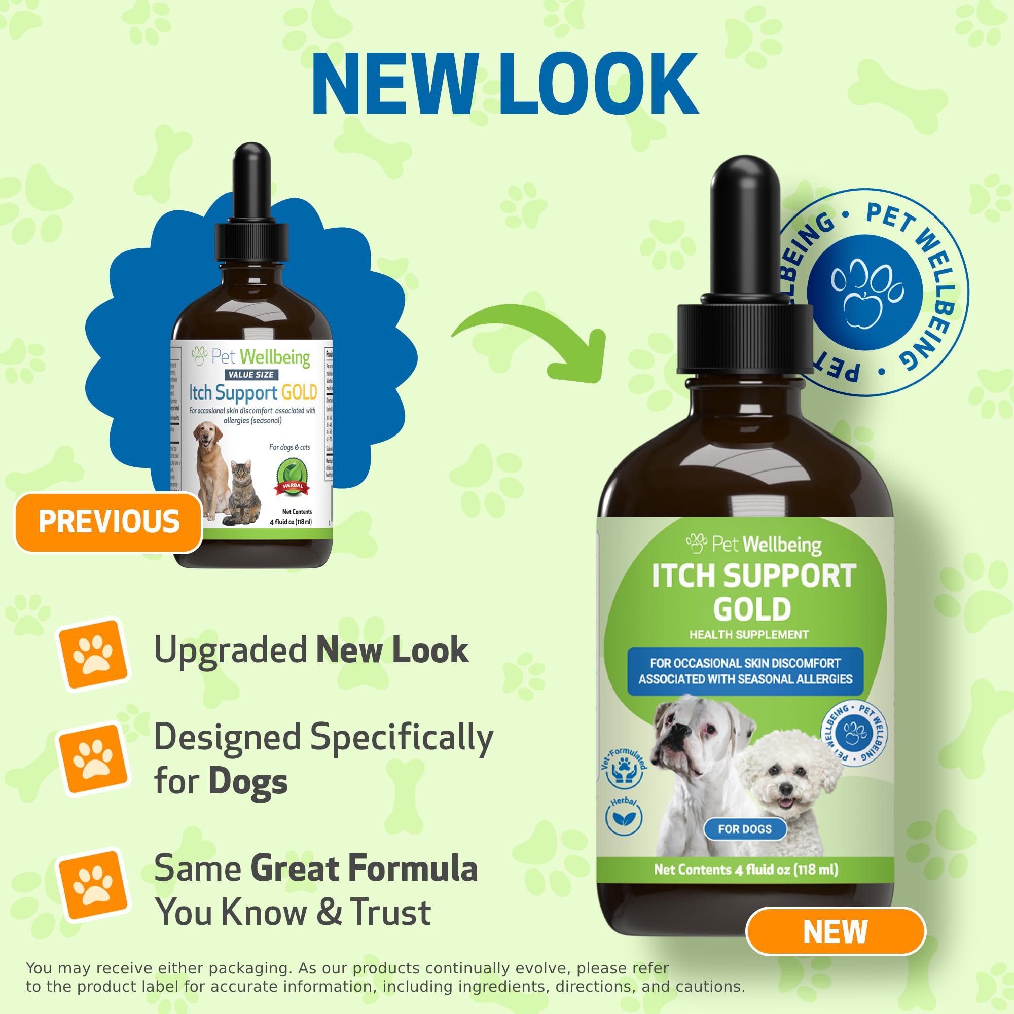 Pet Wellbeing Itch Support Gold for Dogs - Occasional Itching, Scratching, and Hot Spots, Environmental and Seasonal Allergies -
