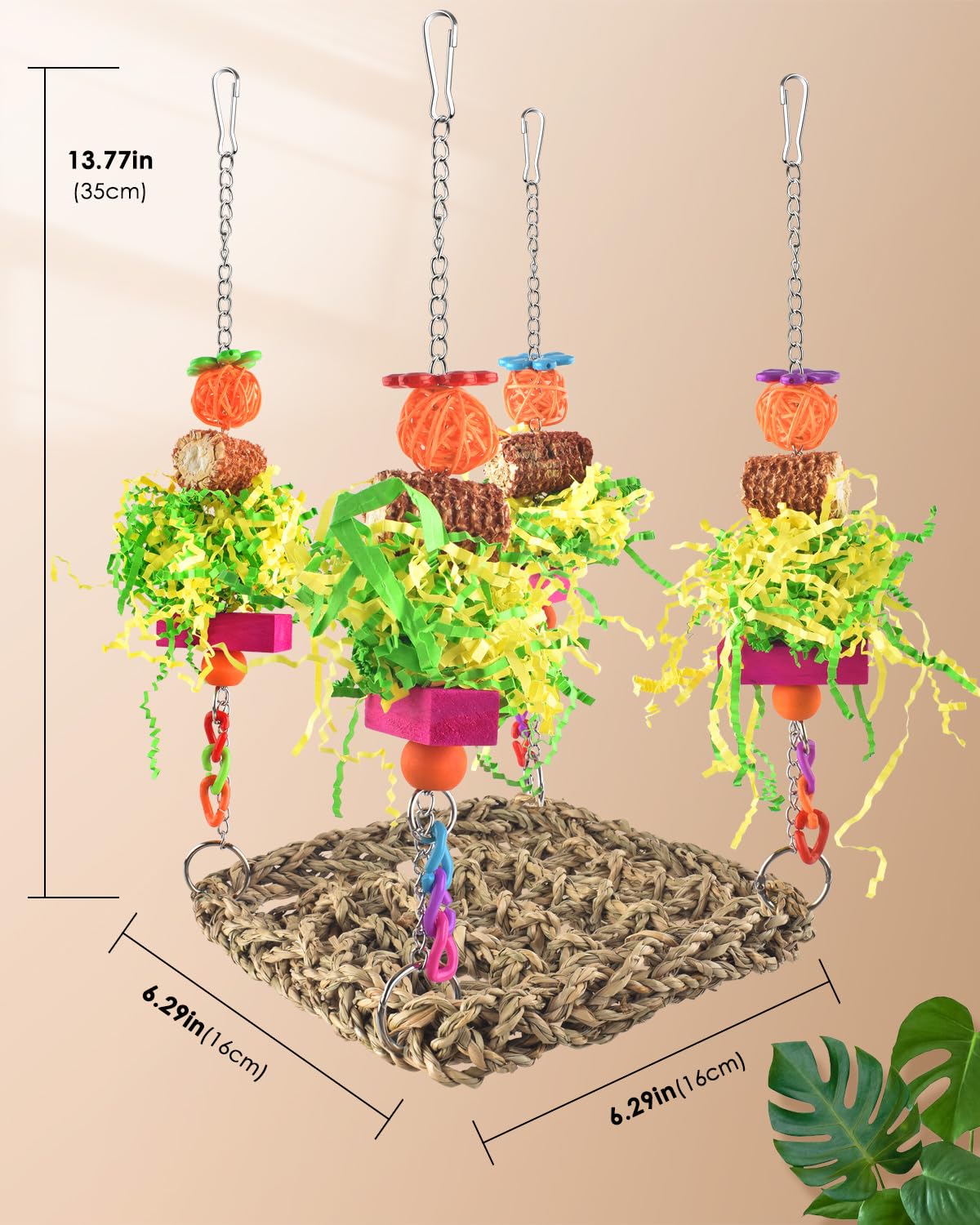 Erkoon Conure Toys, Bird Cockatiel Toys Foraging Swing Mat Parrot Climbing Hammock Wall With Colorful Toys For Birds Shredding S