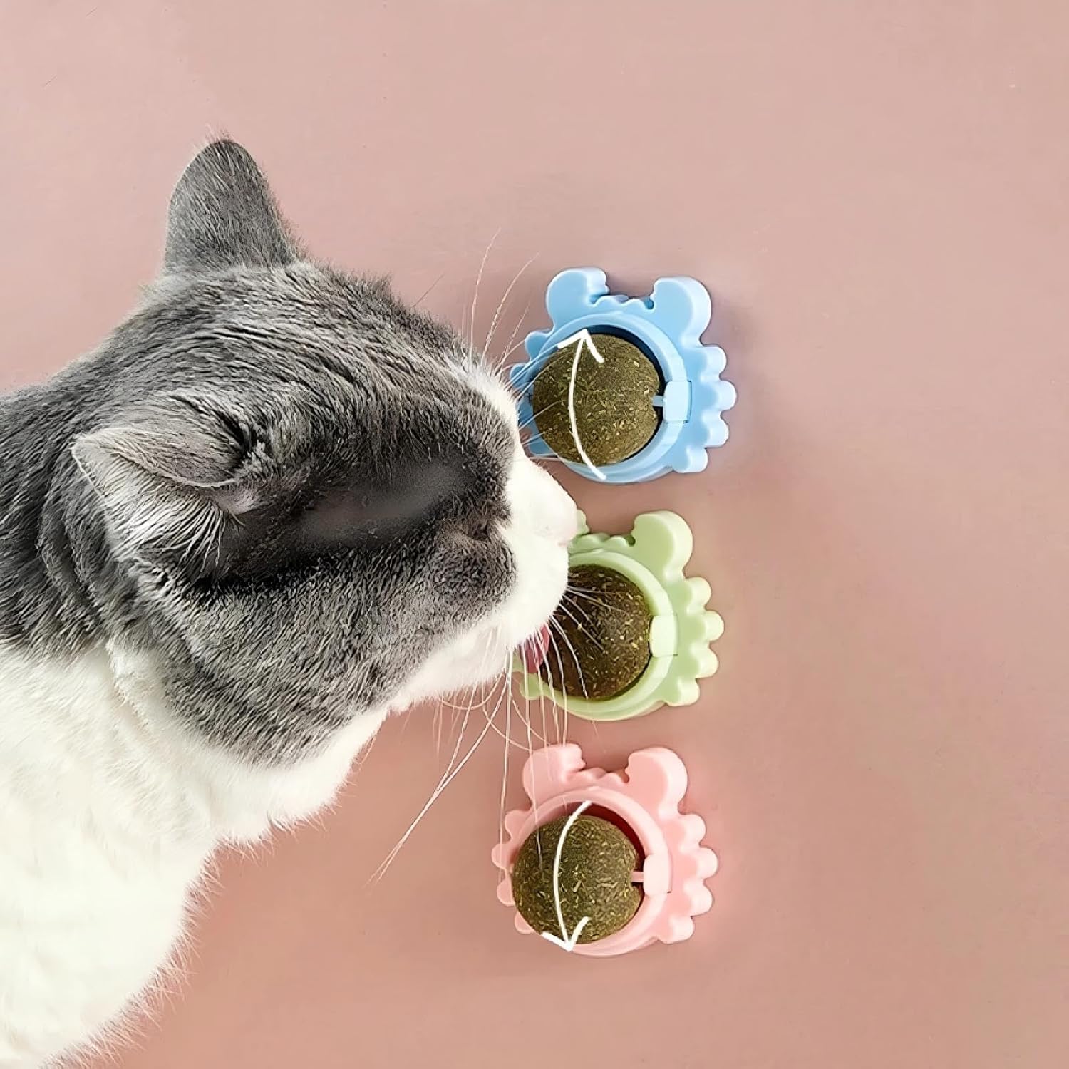 Bitrexup Catnip Toy (1 Pcs) Catnip Balls, Wall Toys For Cats Rotatable Edible Mint Natural Healthy Teeth Cleaning Chew Claw Toy 