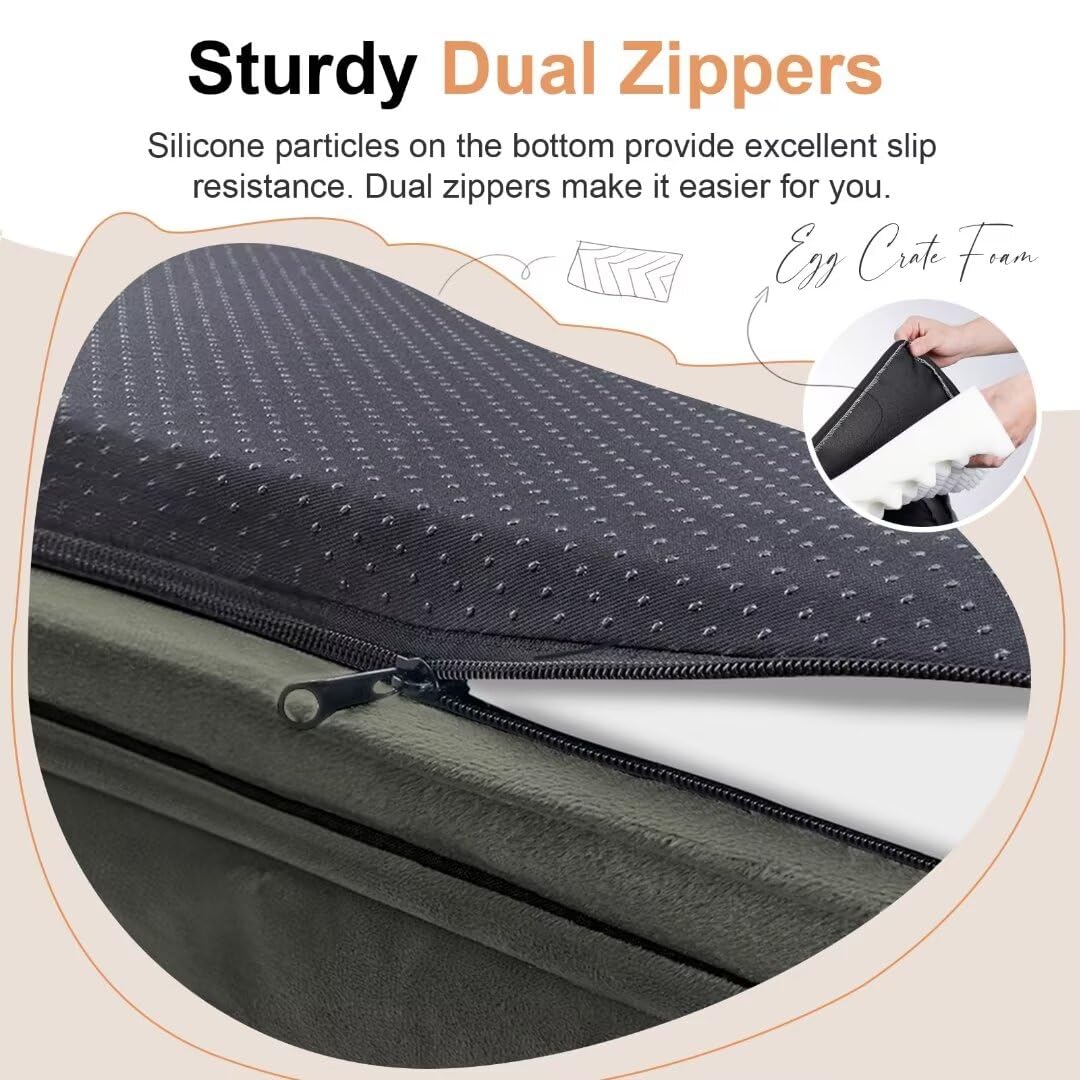 Large Dog Bed Orthopedic Washable: Jumbo Dog Bed Bolster Extra Large Dogs Egg Crate Foam Sofa Couch Waterproof Removable Cover - Dark Green