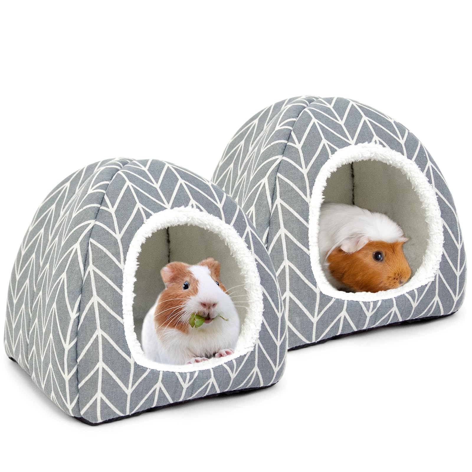Tierecare 2 Pack Guinea Pig Hideout Bed Rabbit House Cave Accessories Cozy Hide-Out For Bunny Hedgehog Ferret Chinchilla&Other S