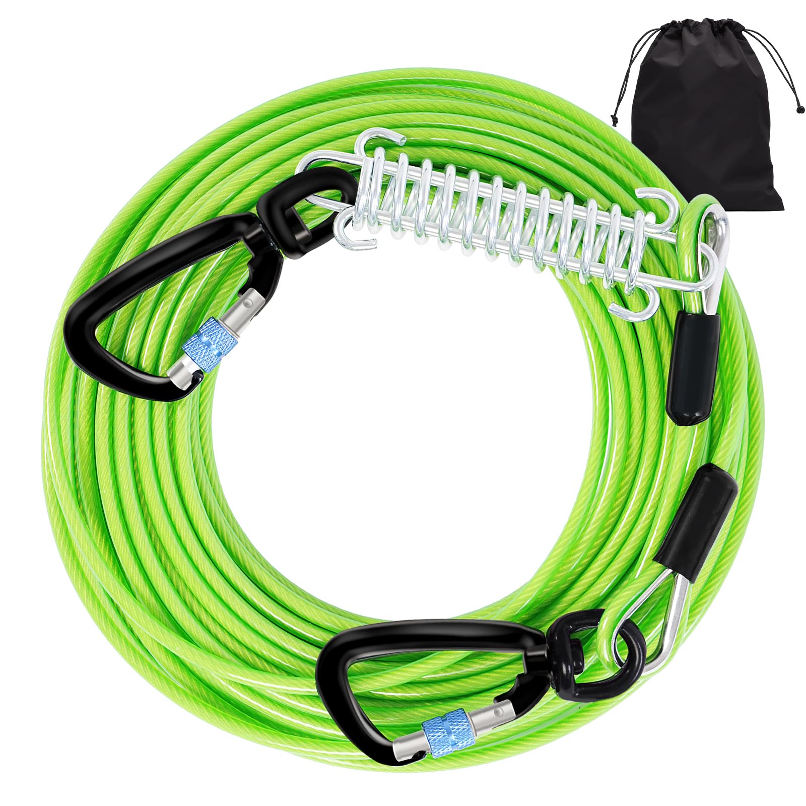 Snagle Paw Dog Leads For Yard 70Ft-1000Lbs Break Strength,Heavy Duty Tie Out Cable For Dogs With Swivel Lockable Hook & Spring,C