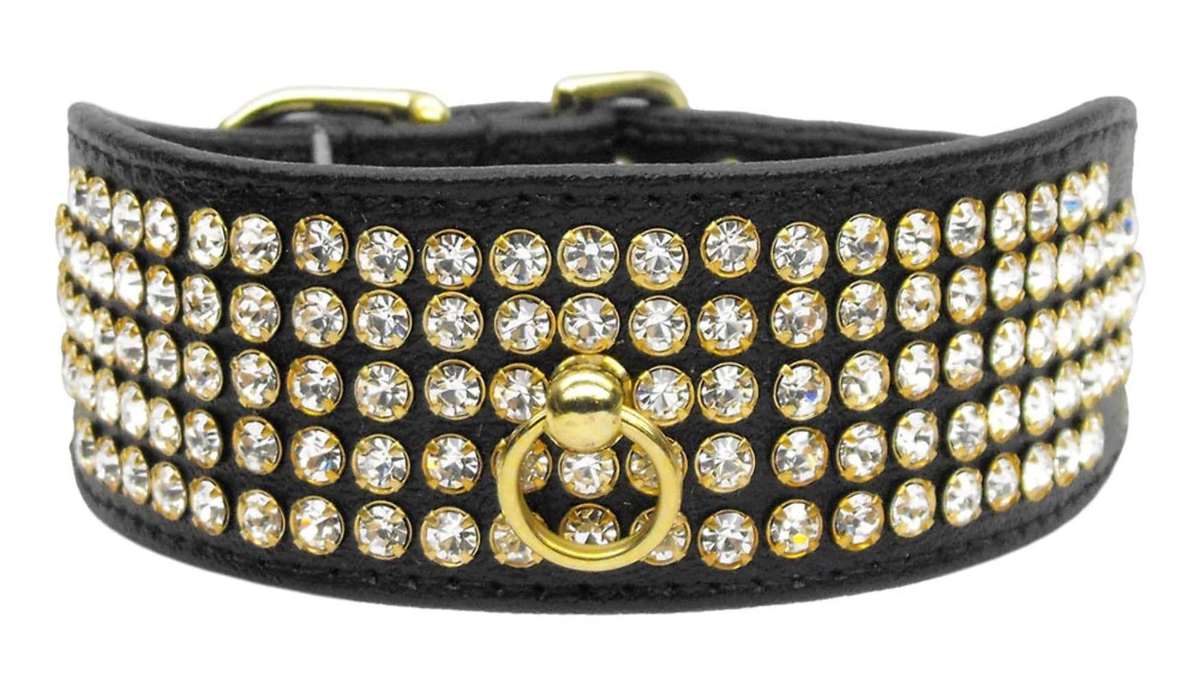 Dog, Puppy & Pet Collar, Five Row Clear Crystal Pink 22