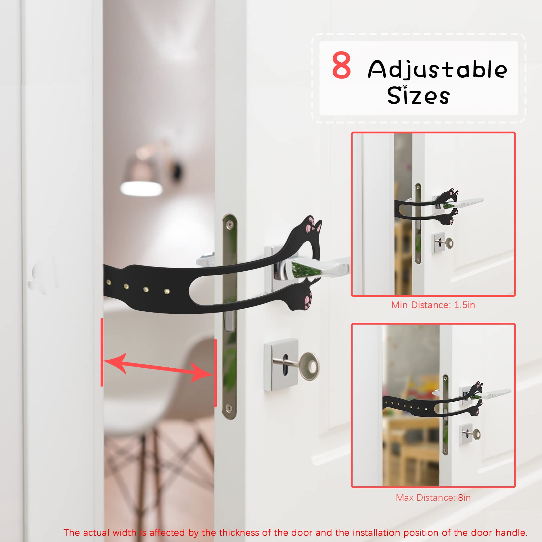 Elilier Cat Door Latch Holder,?8 Adjustable Sizes? Stronger Flex Cat Door Stopper, Keep Door Open 1.5 '' To 8 '', Let 'S Cats In