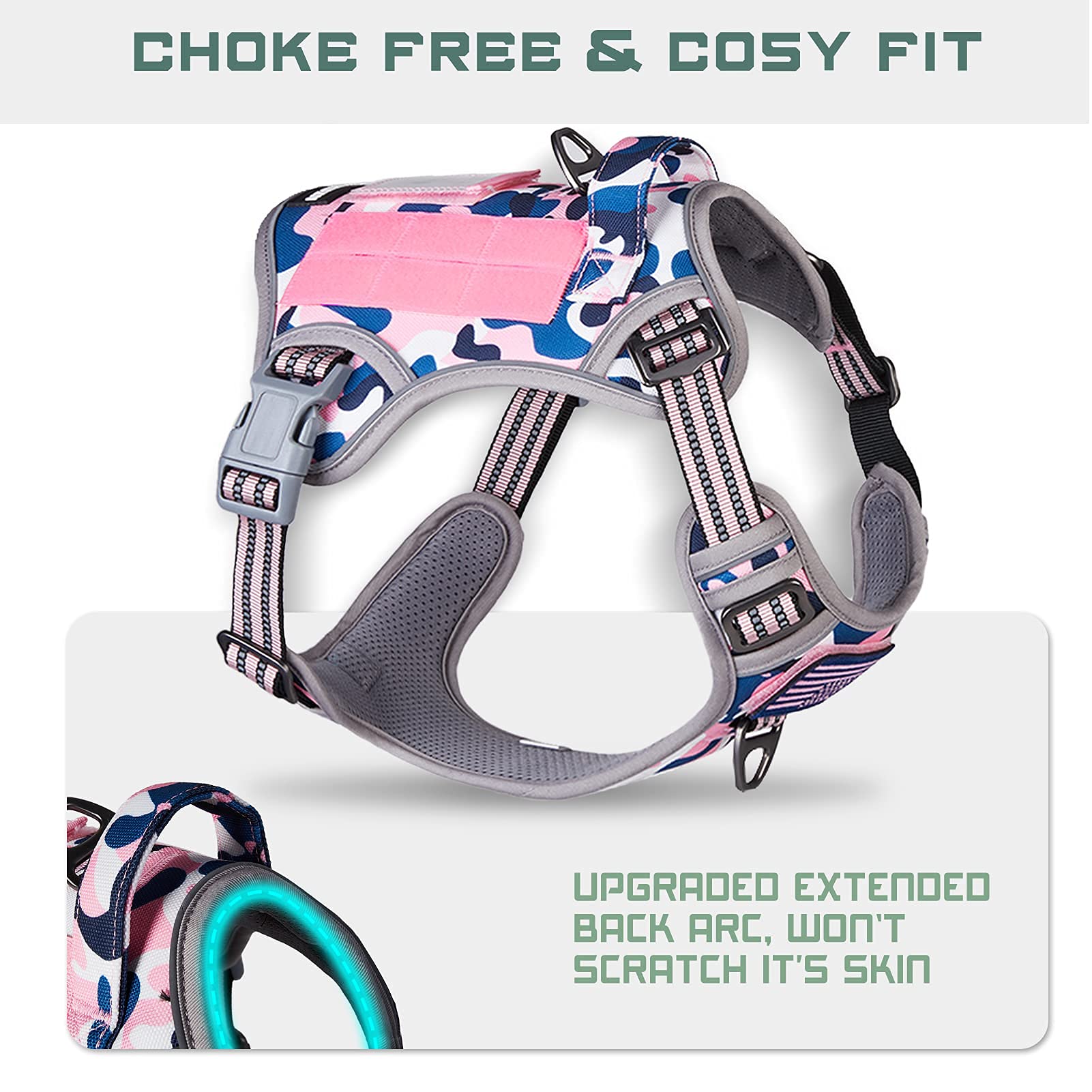BUMBIN Tactical Dog Harness for Medium Dogs No Pull, Famous TIK Tok No Pull Dog Harness, Fit Smart Reflective Pet Walking Harnes