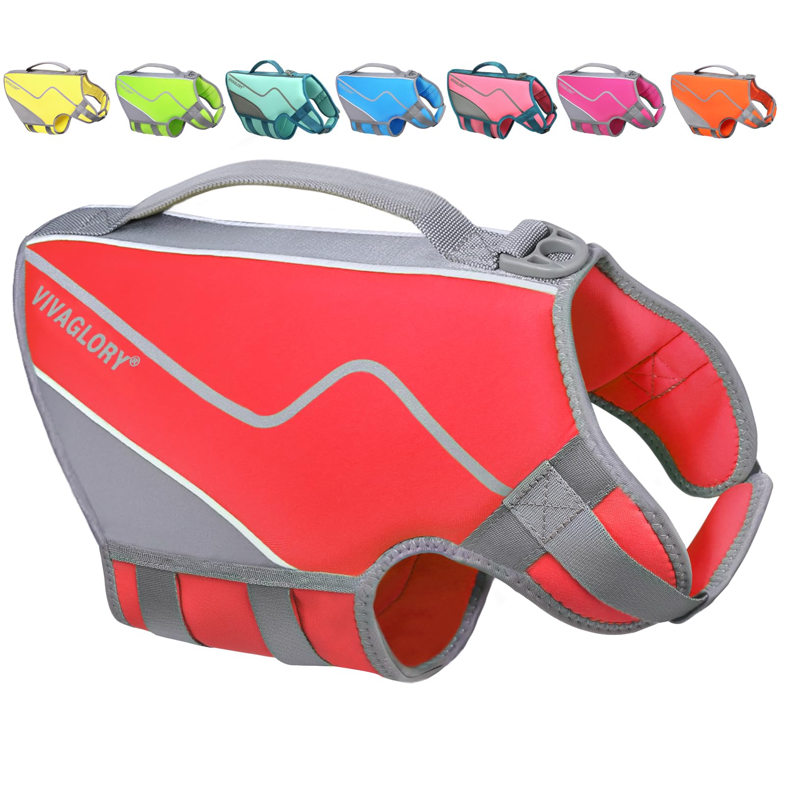 Vivaglory Neoprene Dog Life Jacket Doggy Life Jacket For Boating Hunting & Swimming, Lightweight With Leash Ring, S, Red