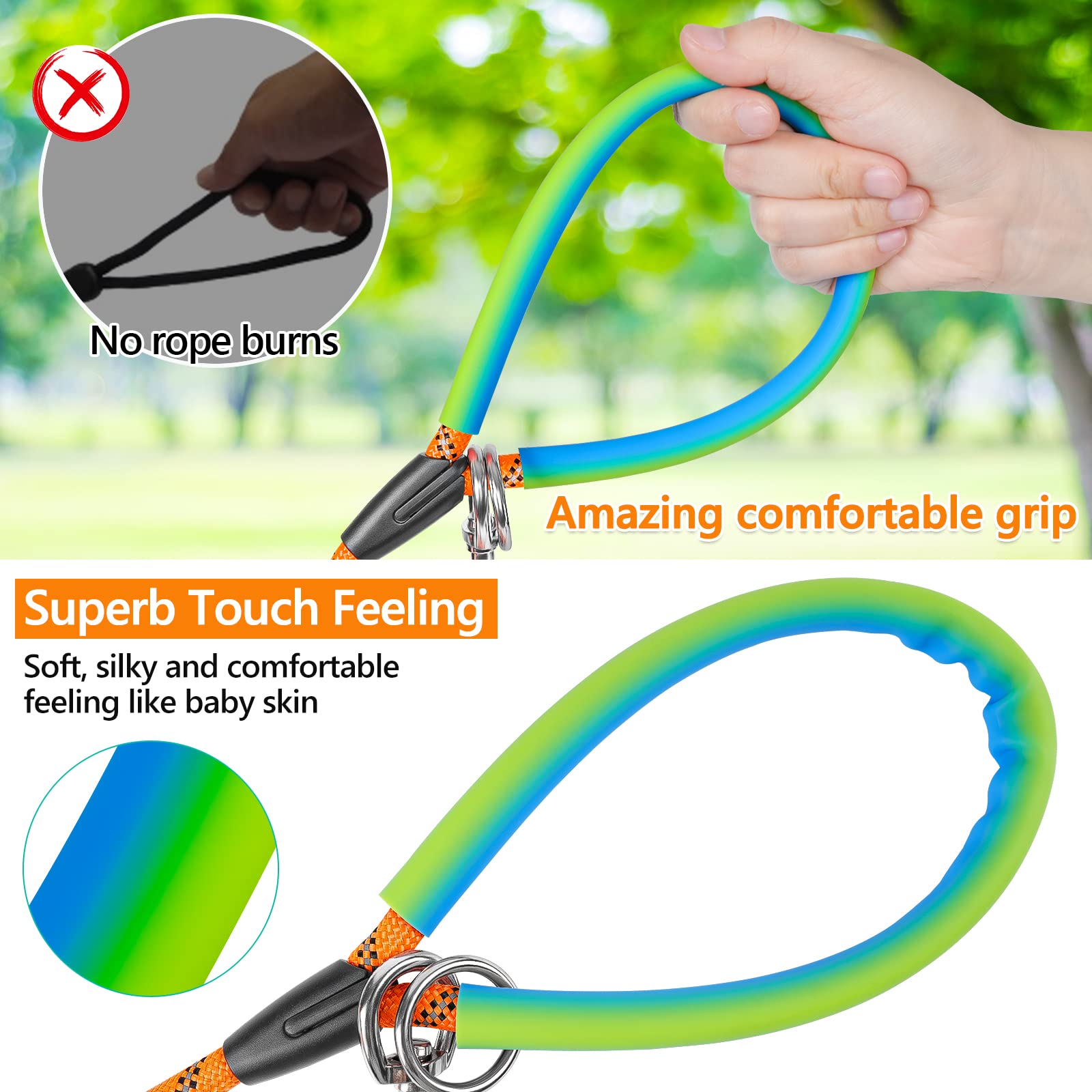 Ntr 30Ft Puppy Leash, Nylon Rope Long Dog Leash With 2 Swivel Hooks And Comfortable Padded Handle, Dog Line Tether For Small Med