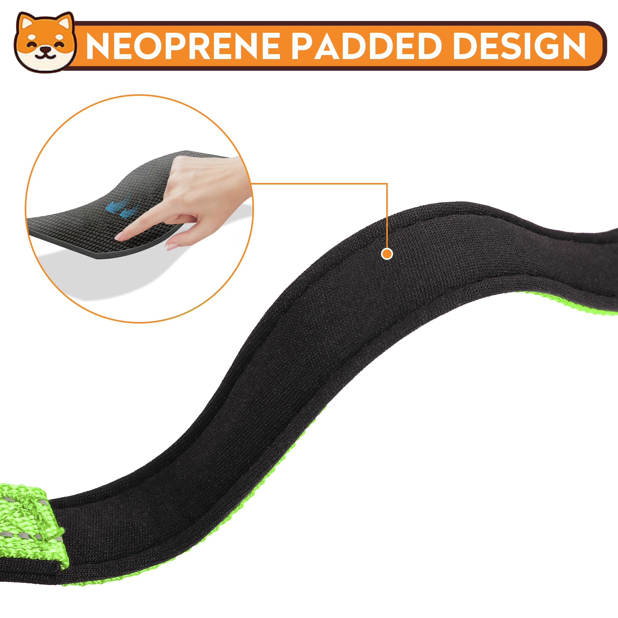 Pwod Reflective Dog Collar, Adjustable Soft Neoprene Padded Nylon Pet Collars With Buckle For Small Dogs, Green,S