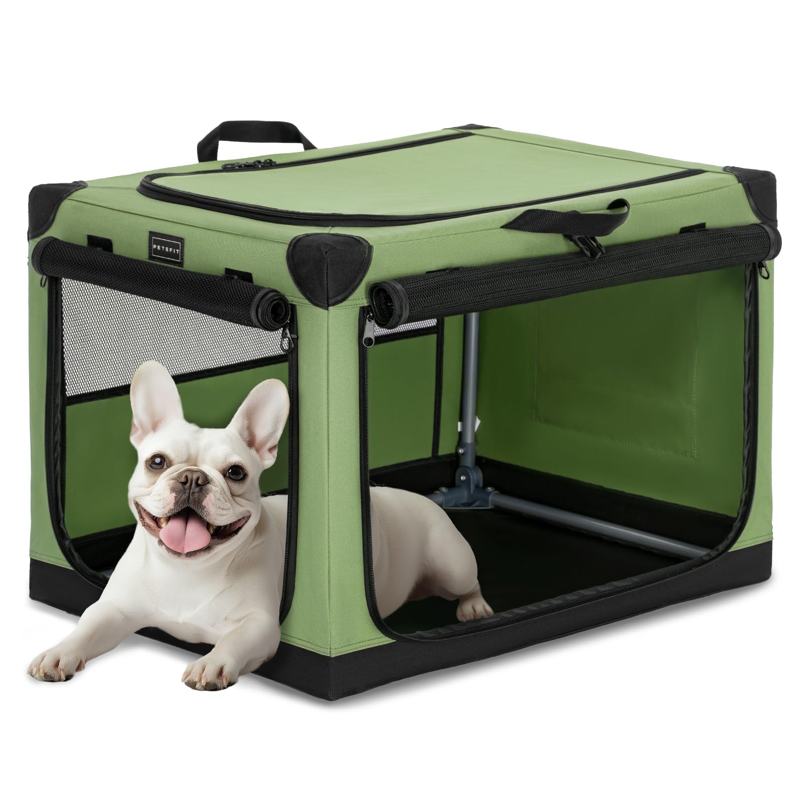 Petsfit Collapsible Dog Crate, Dog Travel Crate - 26 Inch Lightweight, Easy Setup, Sturdy Portable Dog Crate, Adjustable Framewo