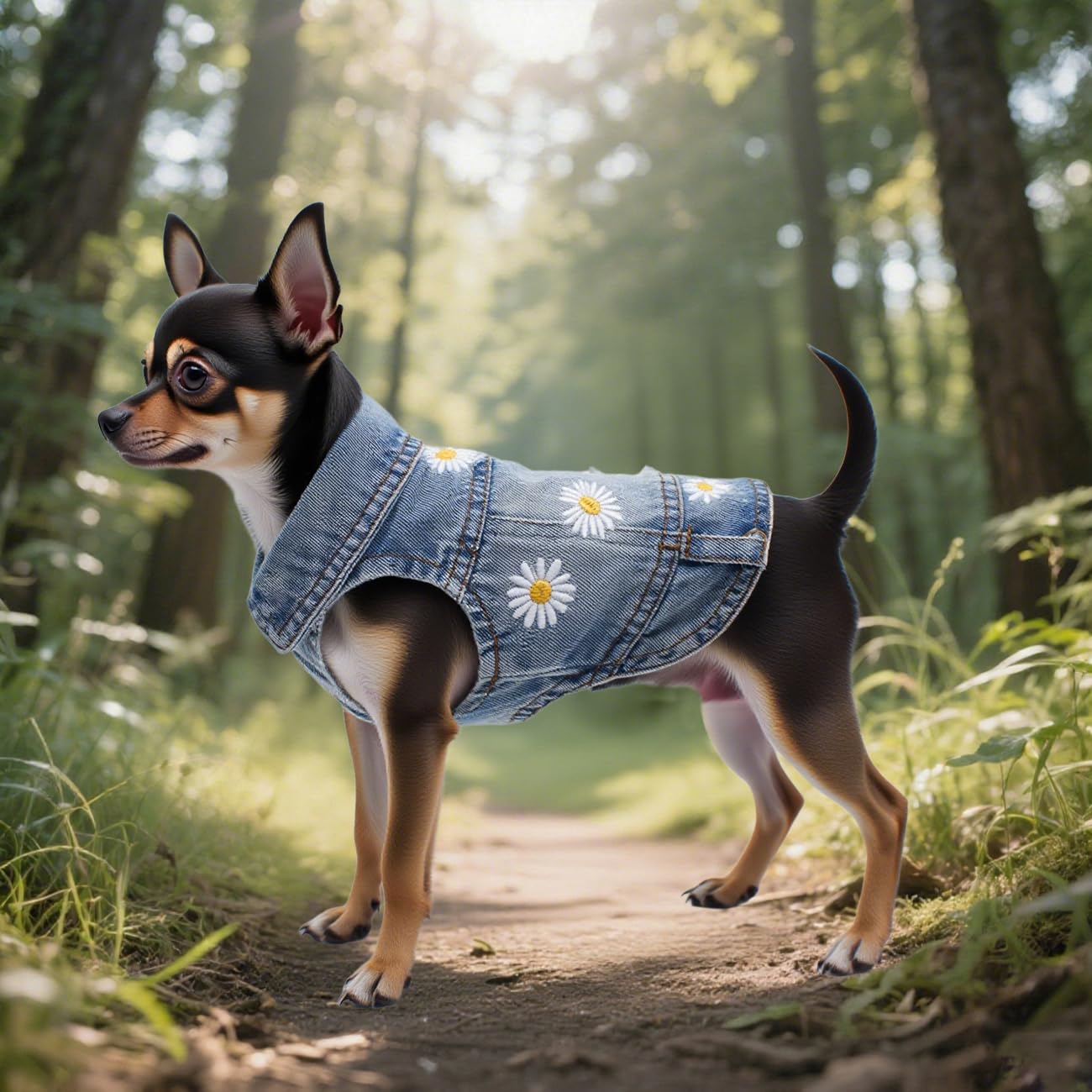 Pet Clothes Denim Dog Costume Summer Cowboy Vest Daisy Shirt Jeans Jacket Puppy Clothing for Chihuahua Yorkies