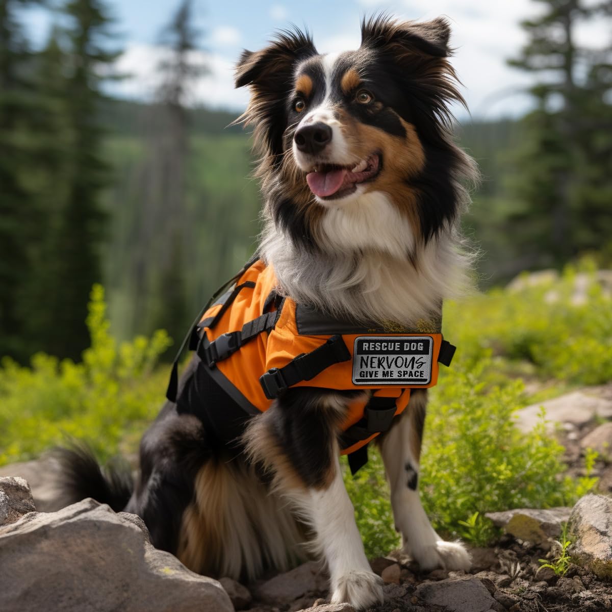 TACVEL 2 Pieces Rescue Dog Nervous Give Me Space Dog Patches, Service Dog Patches with Hook Backing for Service Animal Vests, Ha