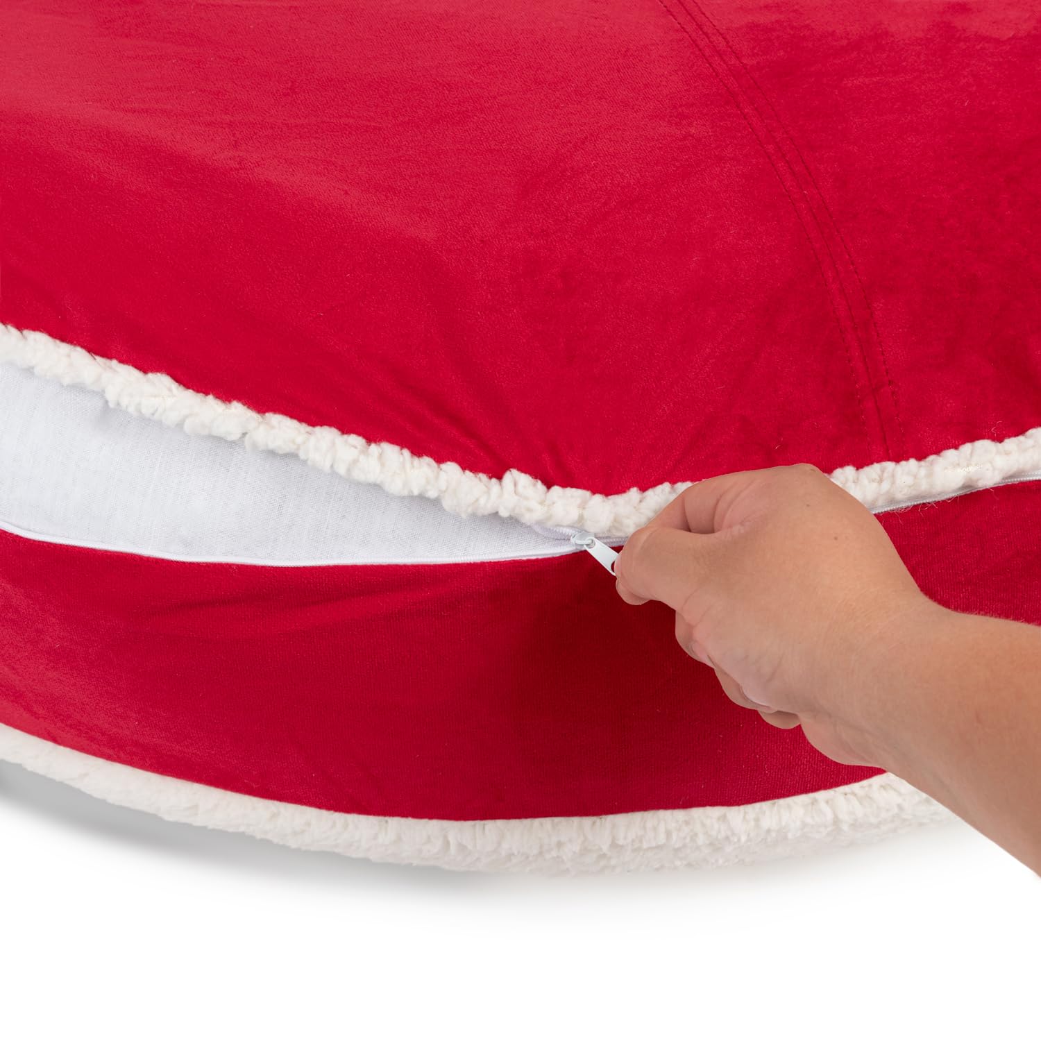 Sherry Kline 27" Round Pet Bed - Red Velvet & Natural Sherpa, Model 719294711461