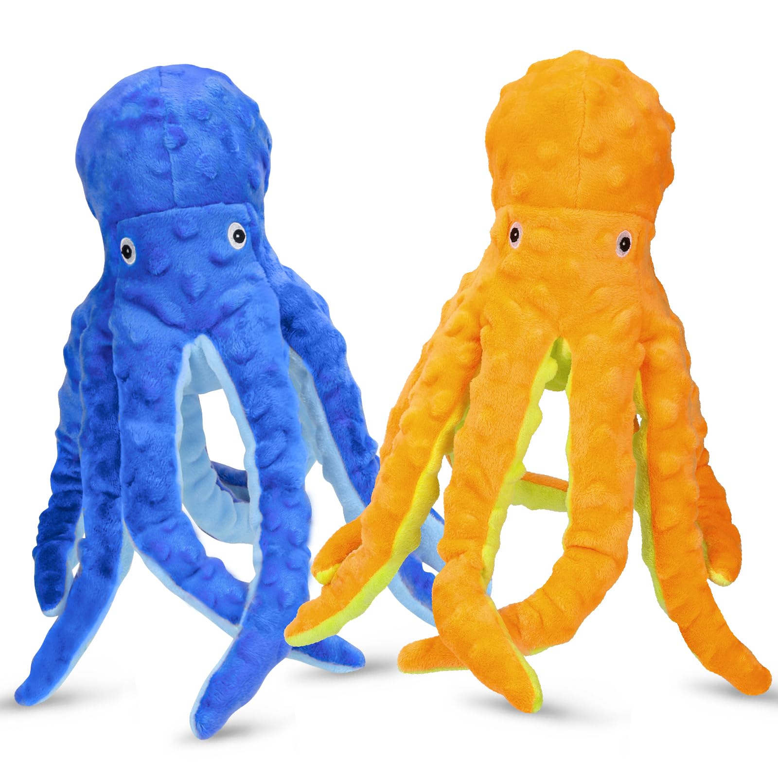 Chngeary 2 Pack Octopus Squesky Dog Toys For Large Medium Small Dogs, Stuffed And Tough Plush Dog Toys For Aggressive Chewers (B